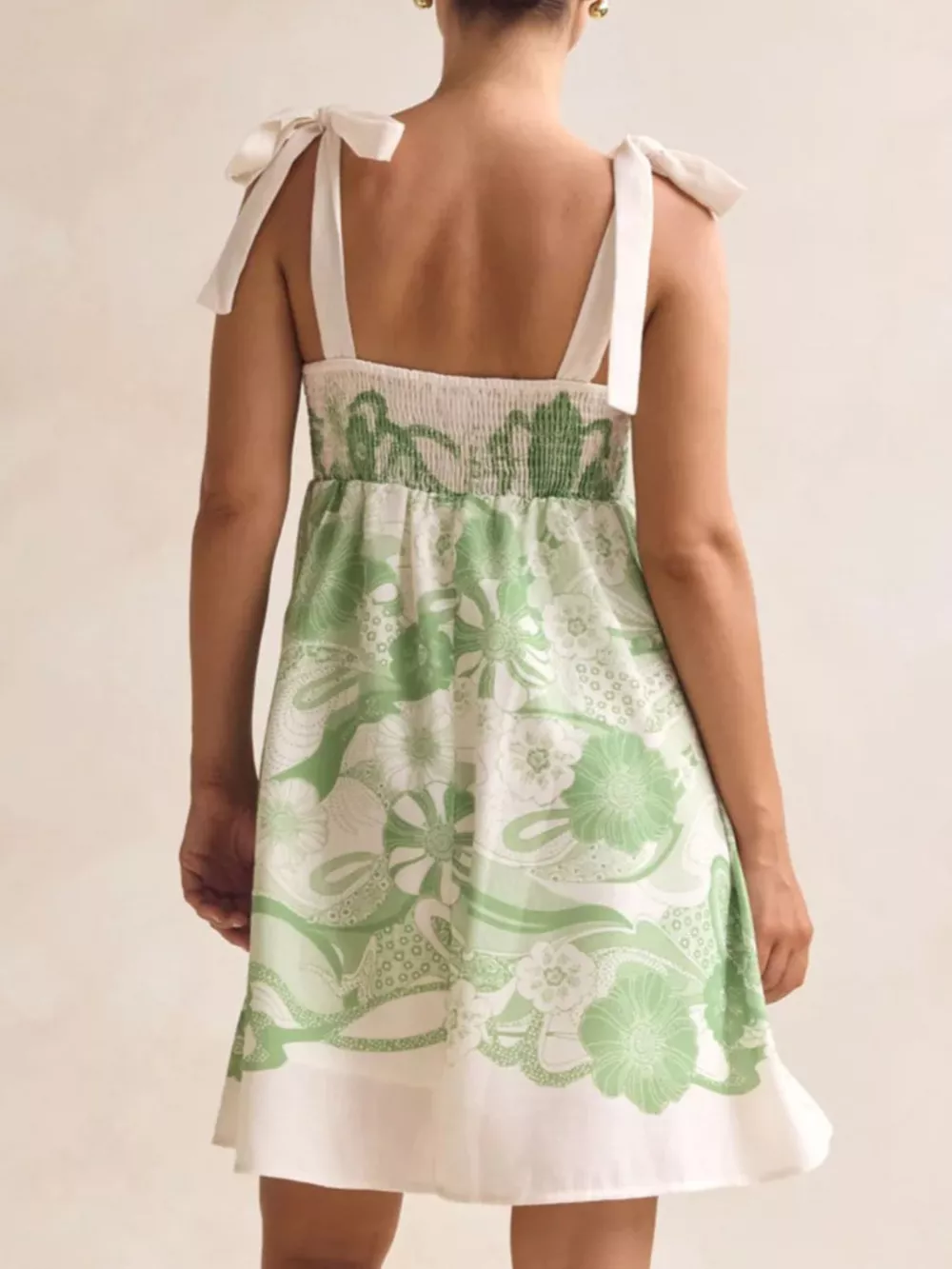 Printed Tie Shoulder Mini Dress, image 8