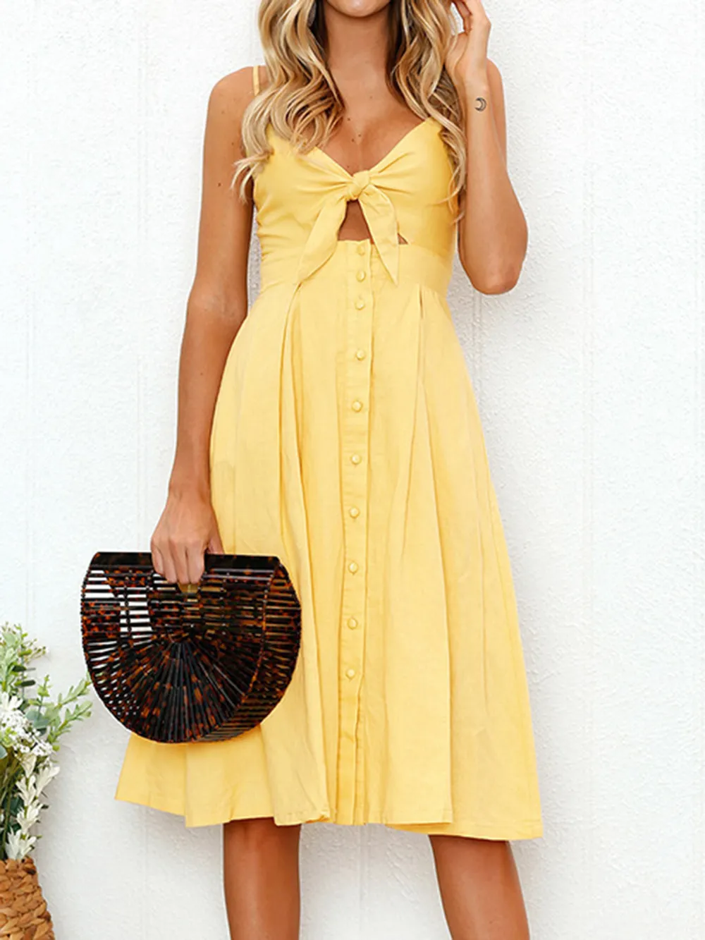 Cutout Smocked Sweetheart Neck Cami Dress, image 2