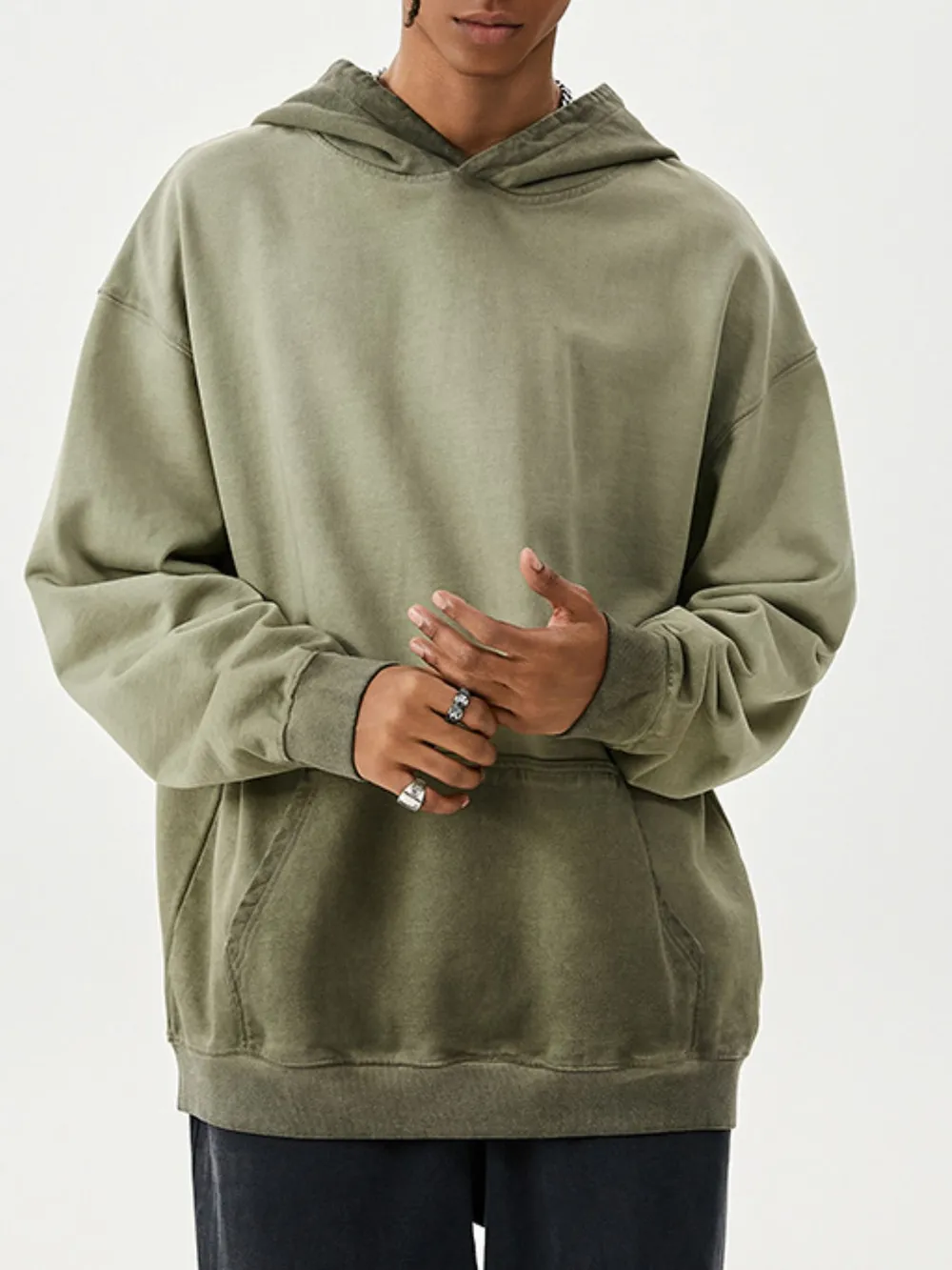 Men's Drop Shoulder Long Sleeve Hoodie, image 10
