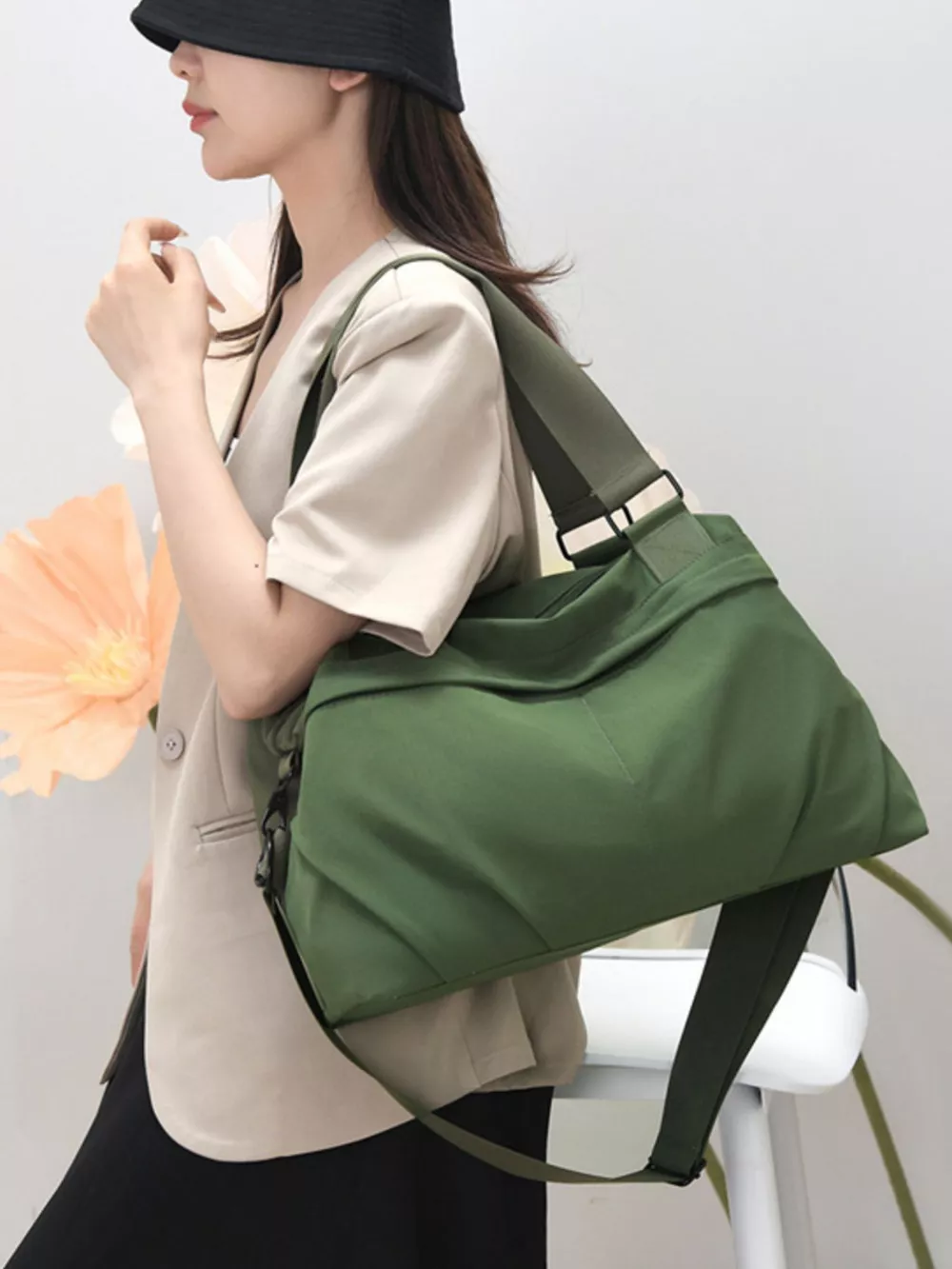 Solid Color Nylon Crossbody Bag, image 6