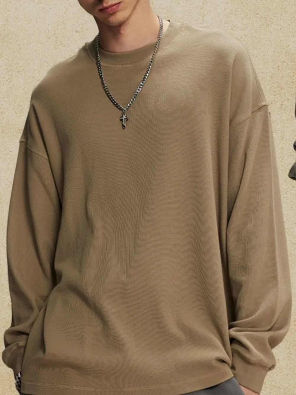 Men's Round Neck Long Sleeve T-Shirt, image 3