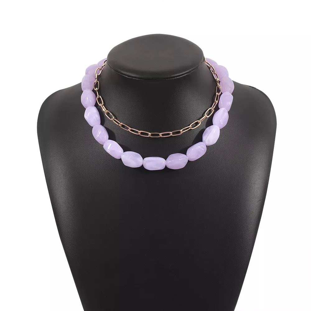 2 Piece Colorful Beaded Chain Necklace, image 5