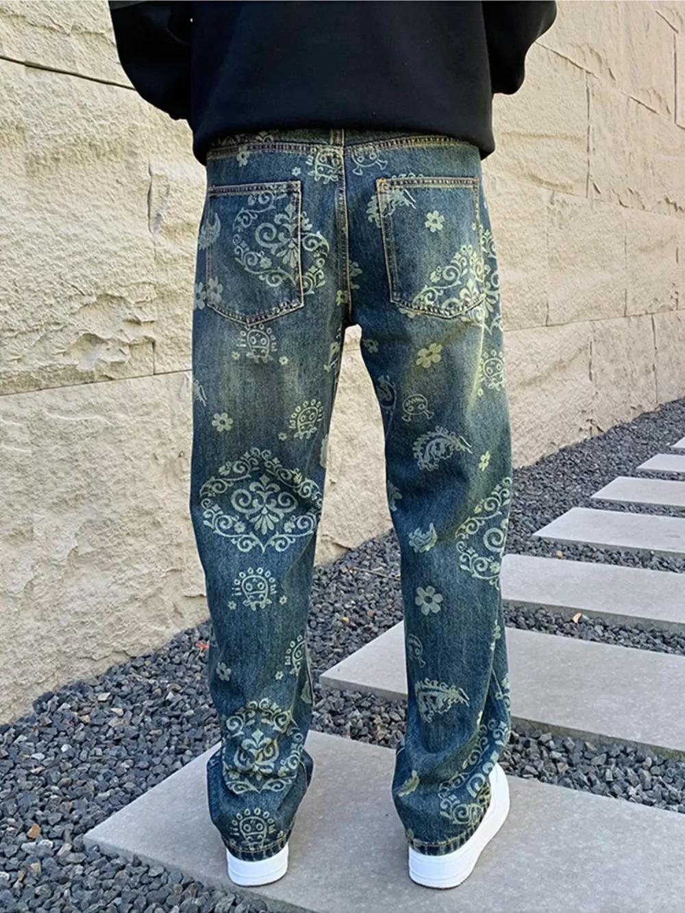 Men's Vintage Washed Loose Fit Jeans, image 7