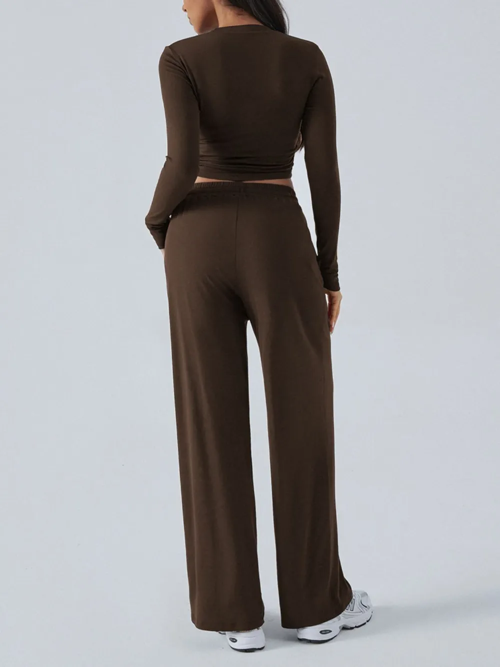 Round Neck Long Sleeve Top and Pants Set, image 10