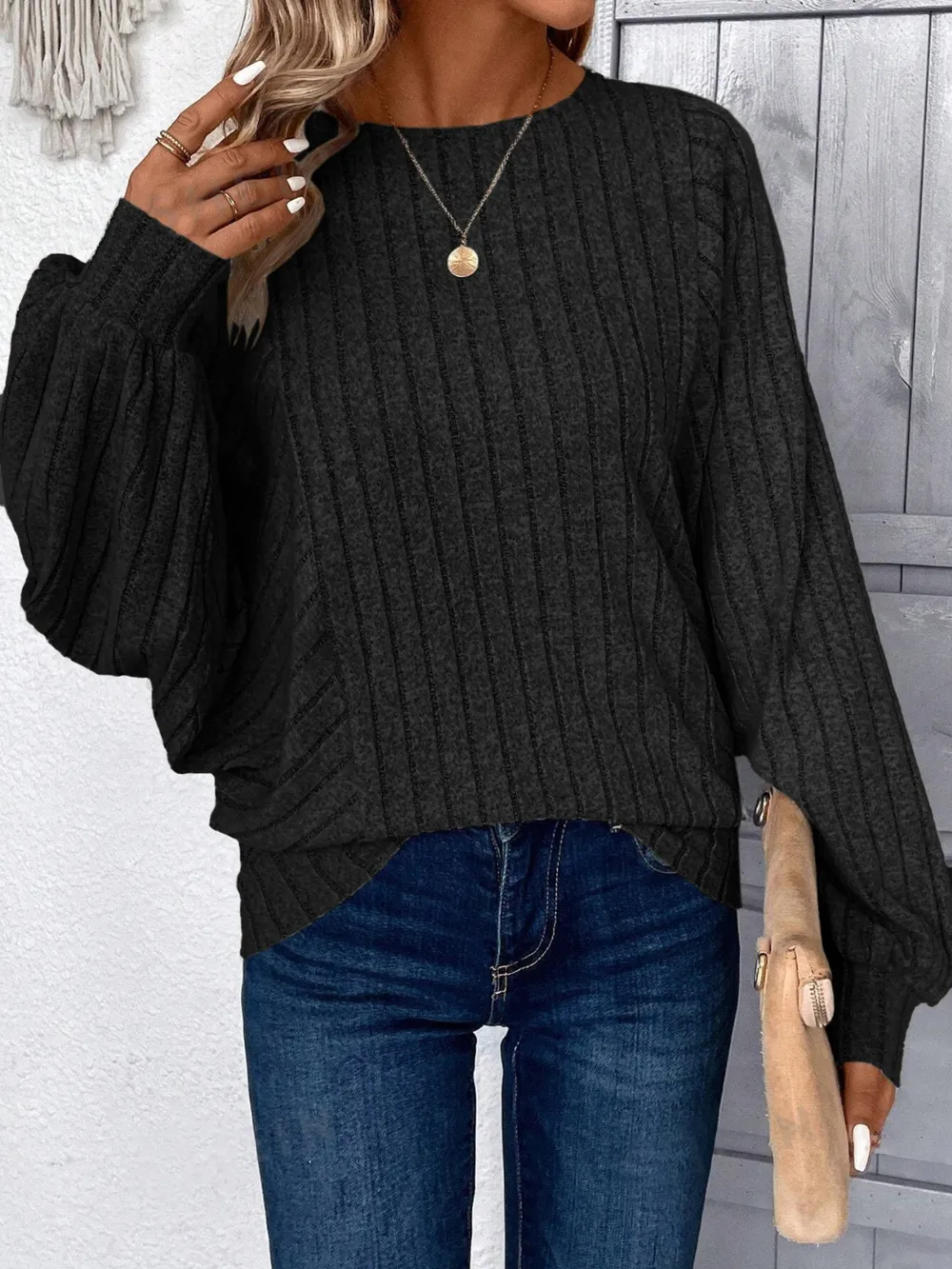 Plus Size Round Neck Batwing Sleeve T-Shirt, image 11