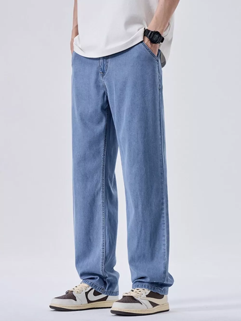 Men's Wash Wide Leg Jeans, image 5