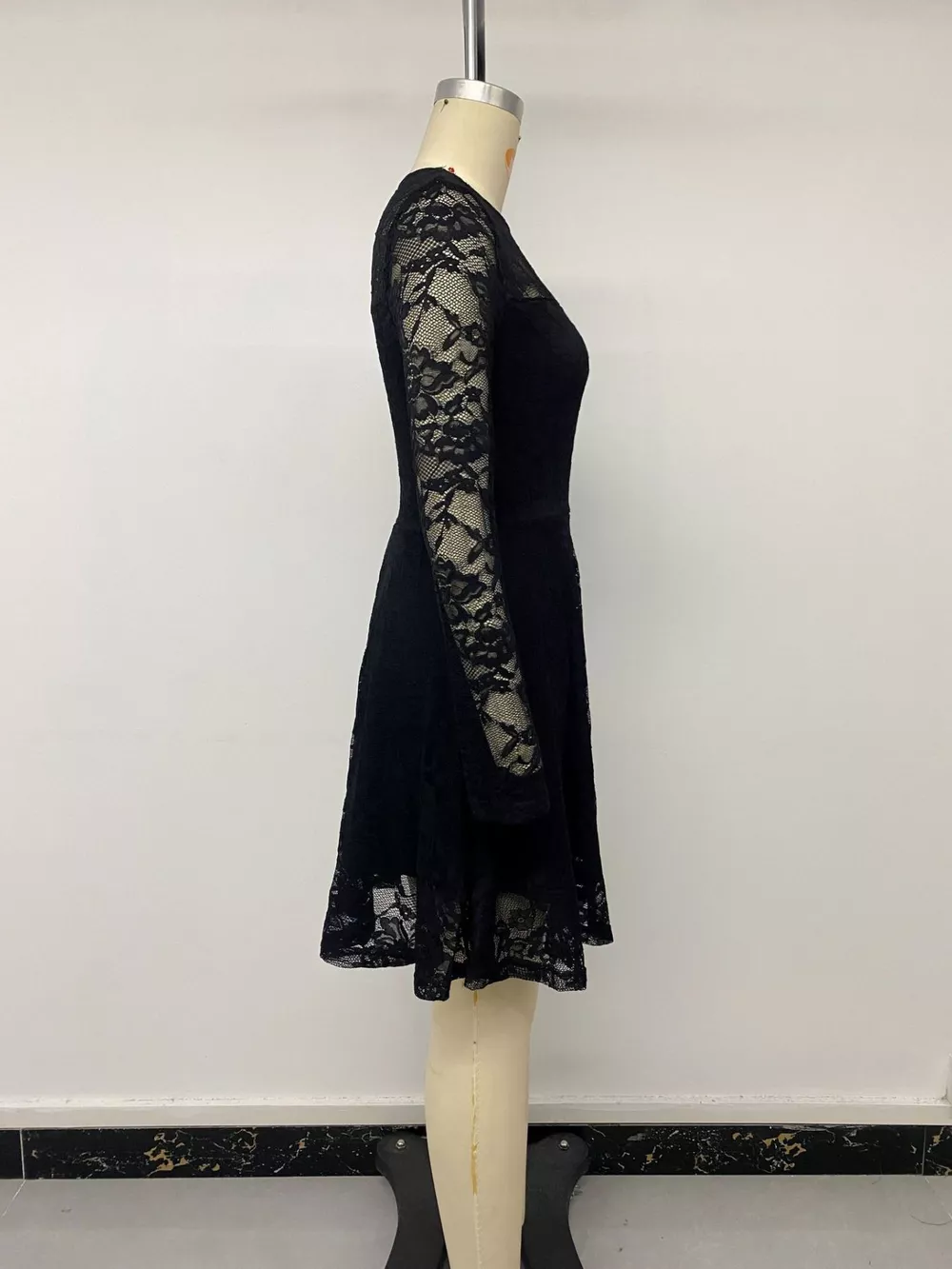 Elegant Lace Long Sleeve Mini Dress, image 11