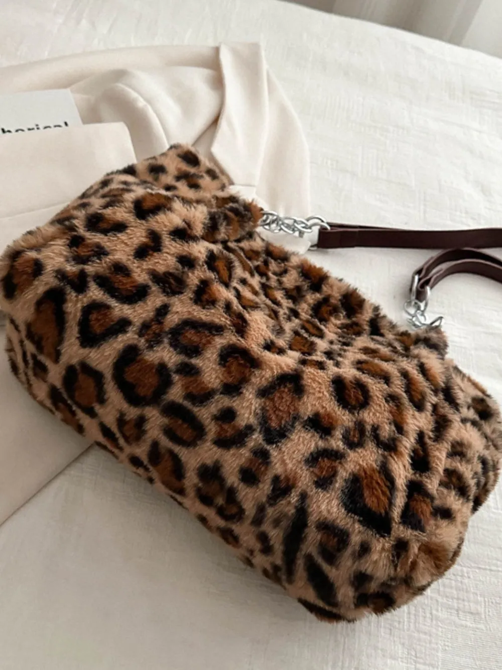 Faux Fur Leopard Shoulder Bag, image 9