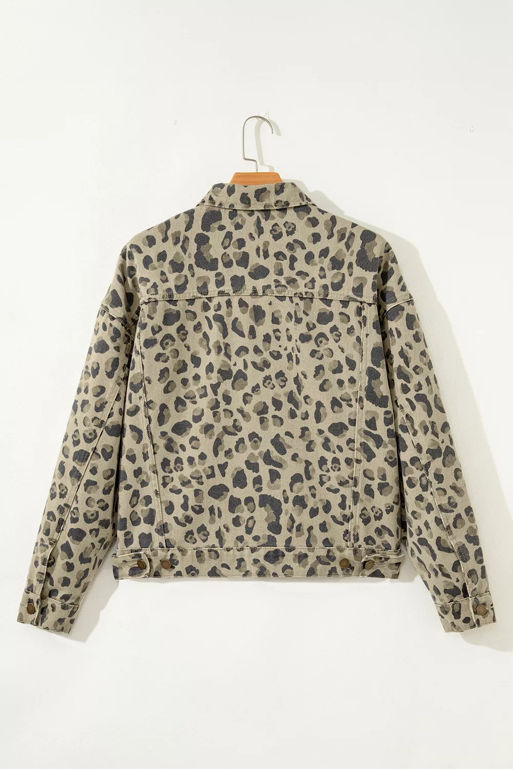Leopard Print Seam Detail Button Down Denim Jacket, image 4