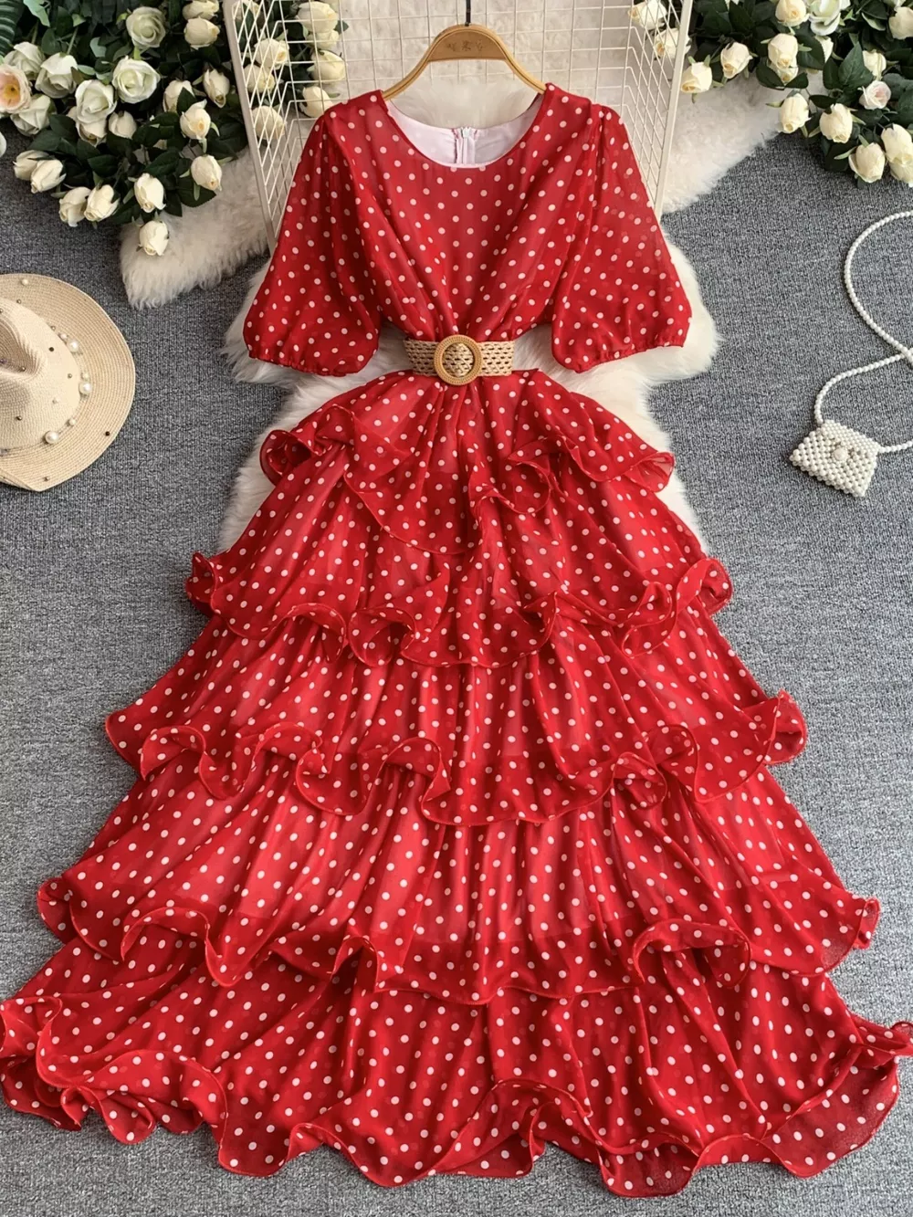Polka Dot Ruffled Tiered Dress, image 2