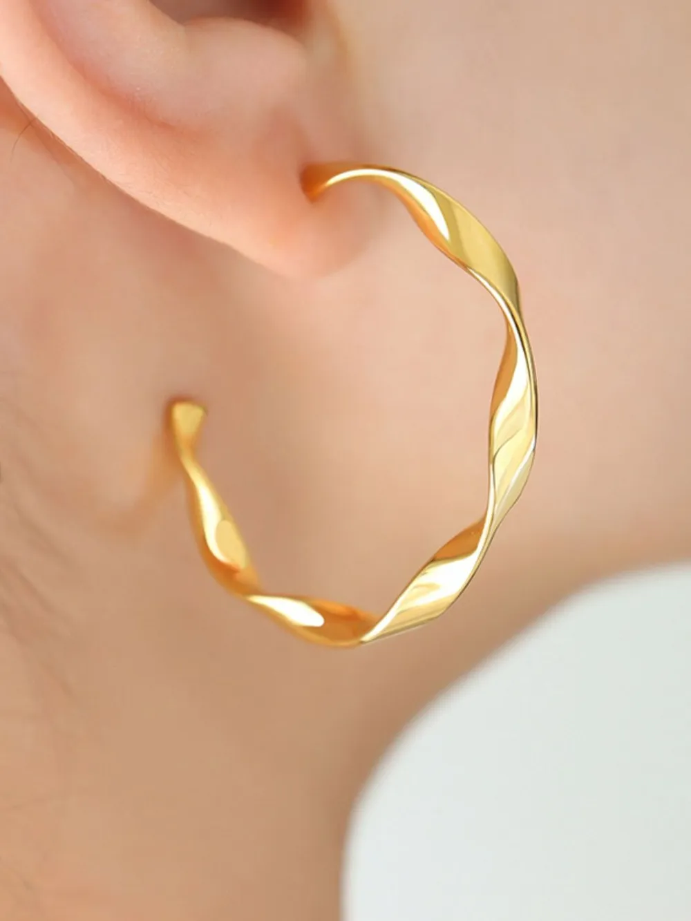 Titanium Steel C-Hoop Earrings, image 5
