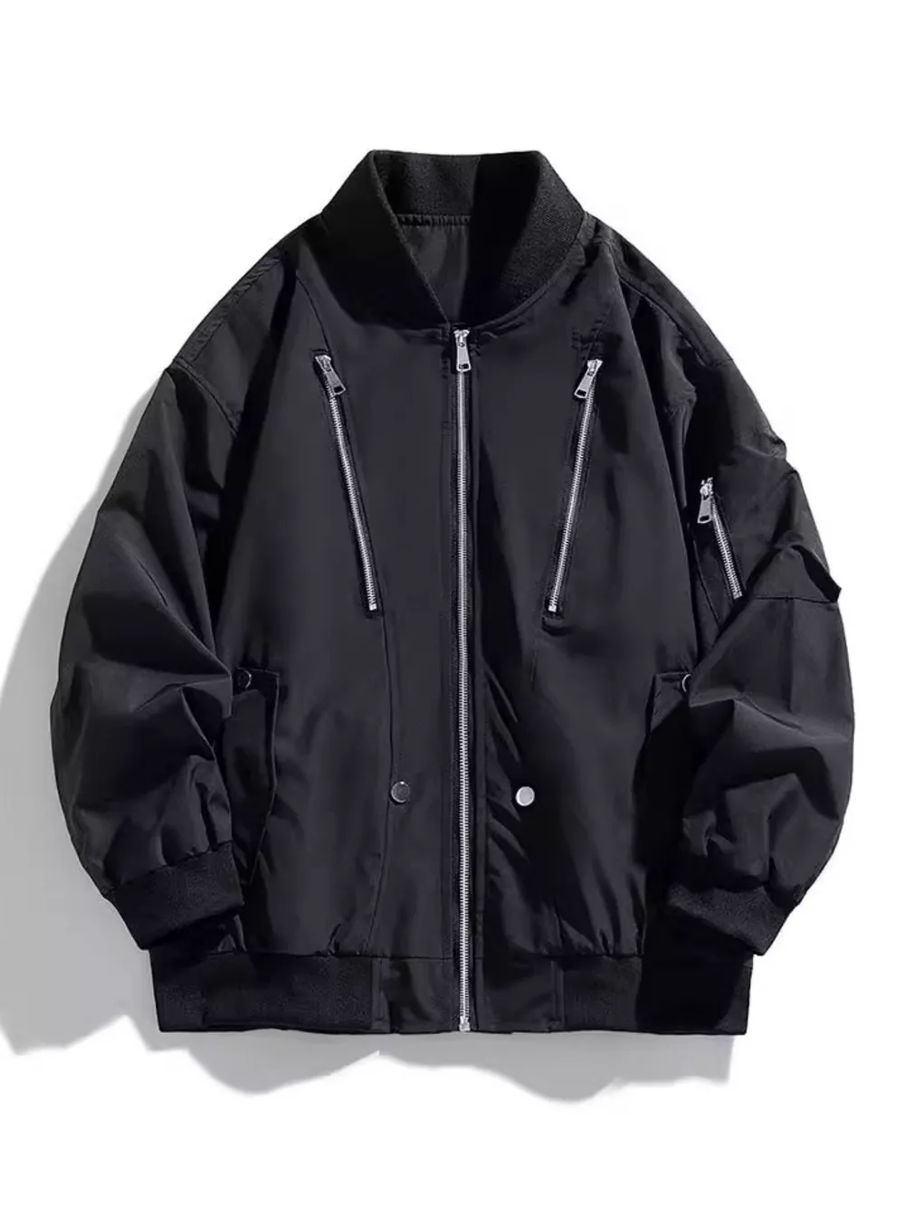 Men's Plus Size Casual Zipper Front Bomber Jacket