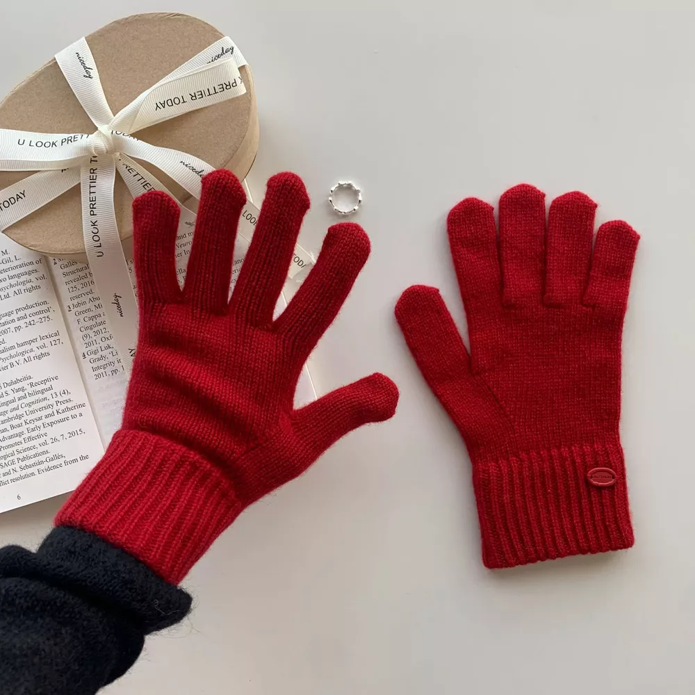 Knitted Solid Color Gloves, image 2
