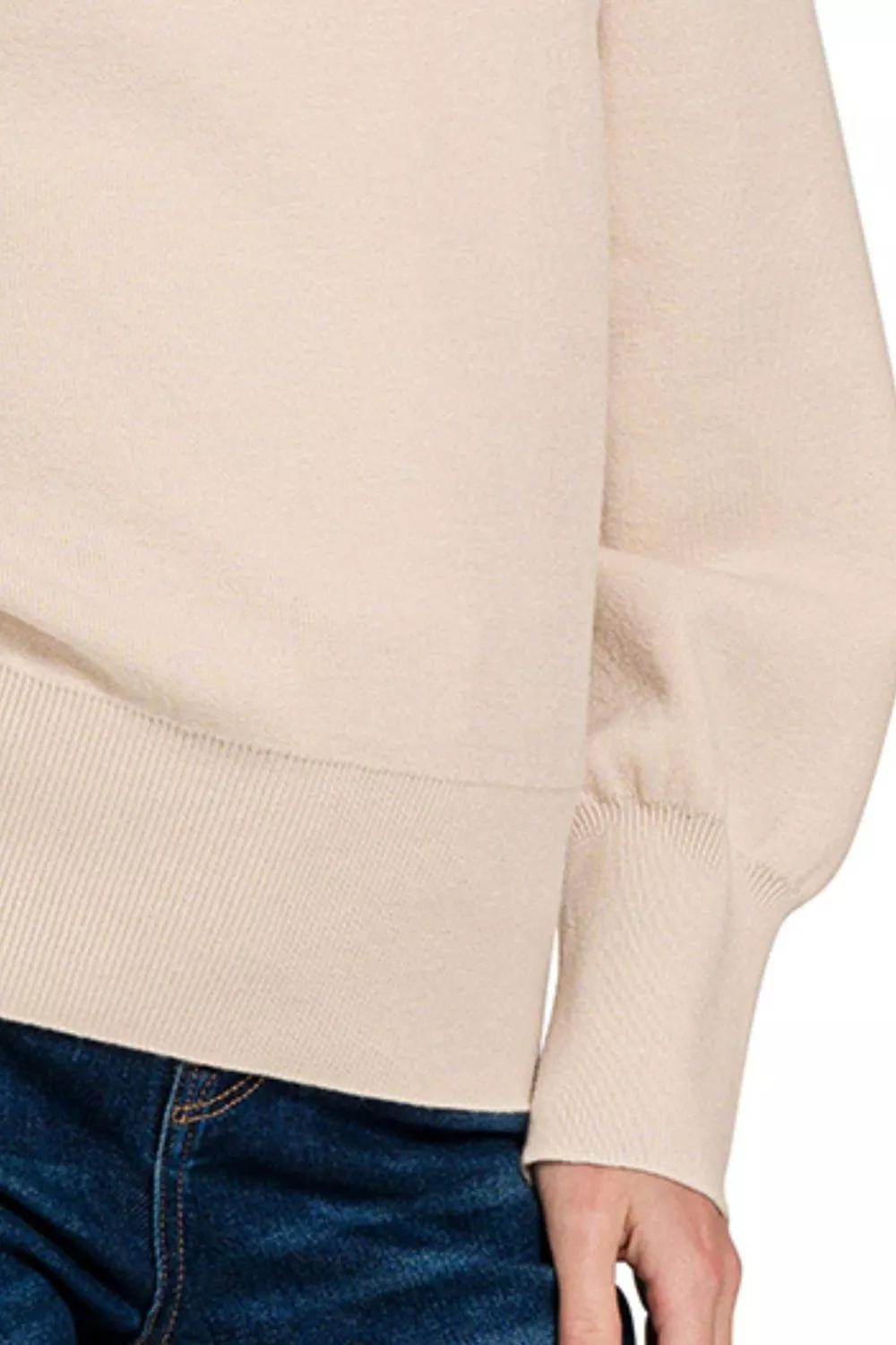 Viscose Mock Neck Exposed Seam Sweater, image 3
