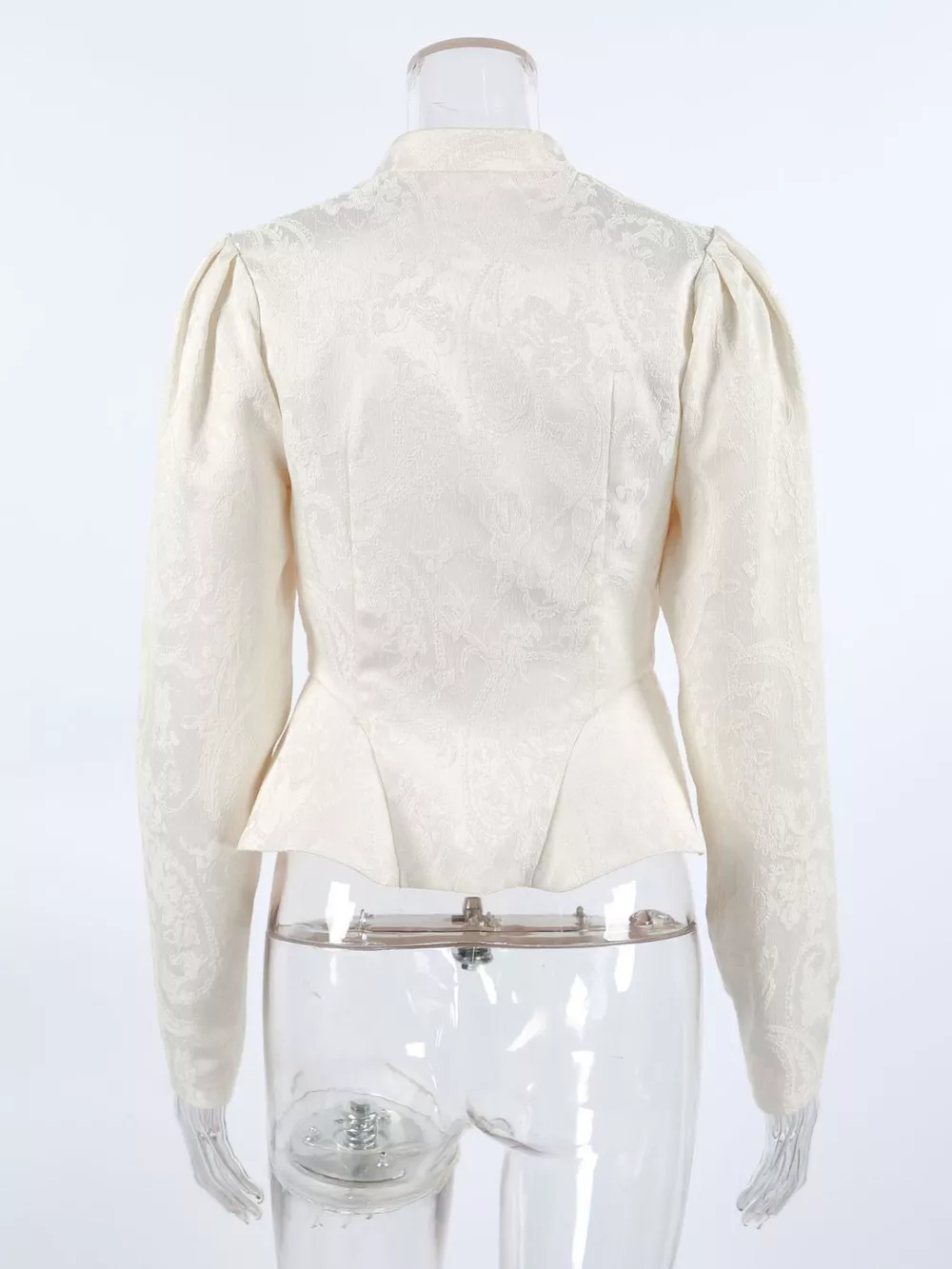 Jacquard Peplum Puff Sleeve Outerwear, image 6