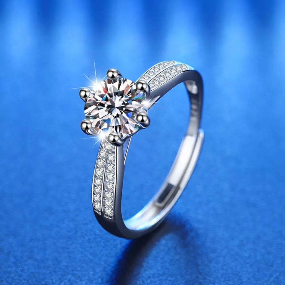 1 Carat Moissanite 925 Sterling Silver Ring, image 2