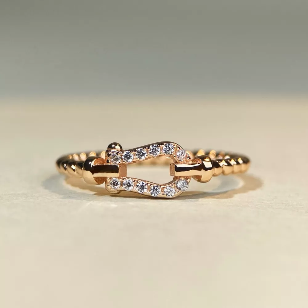 925 Sterling Silver Zircon Horseshoe Shaped Ring, image 8