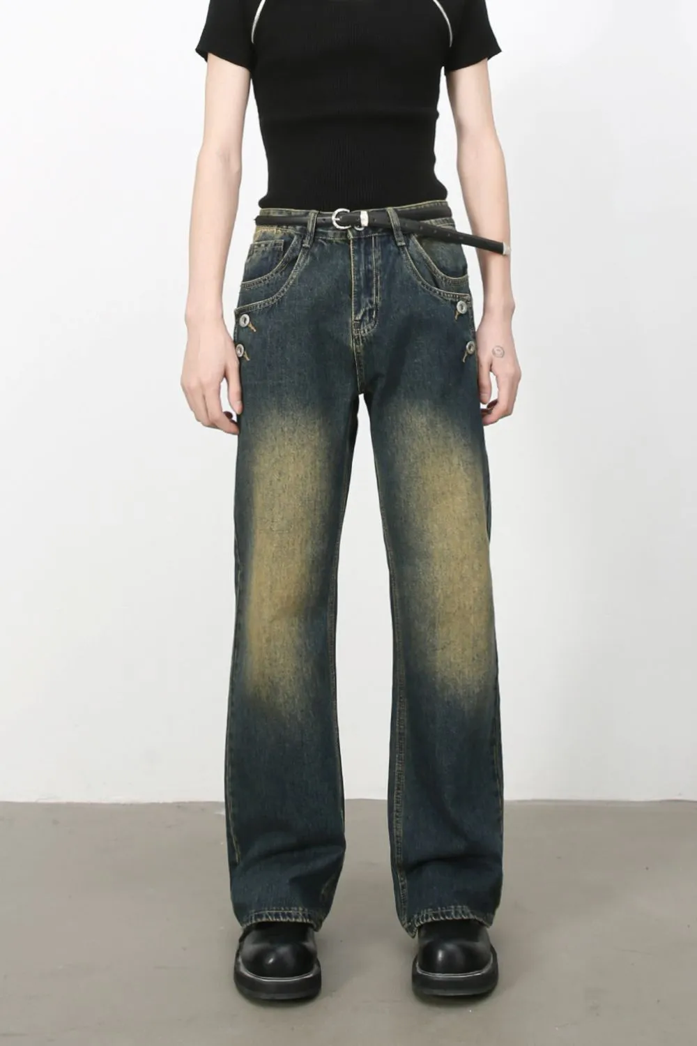 Men's Bootcut Jeans with Pockets, image 2