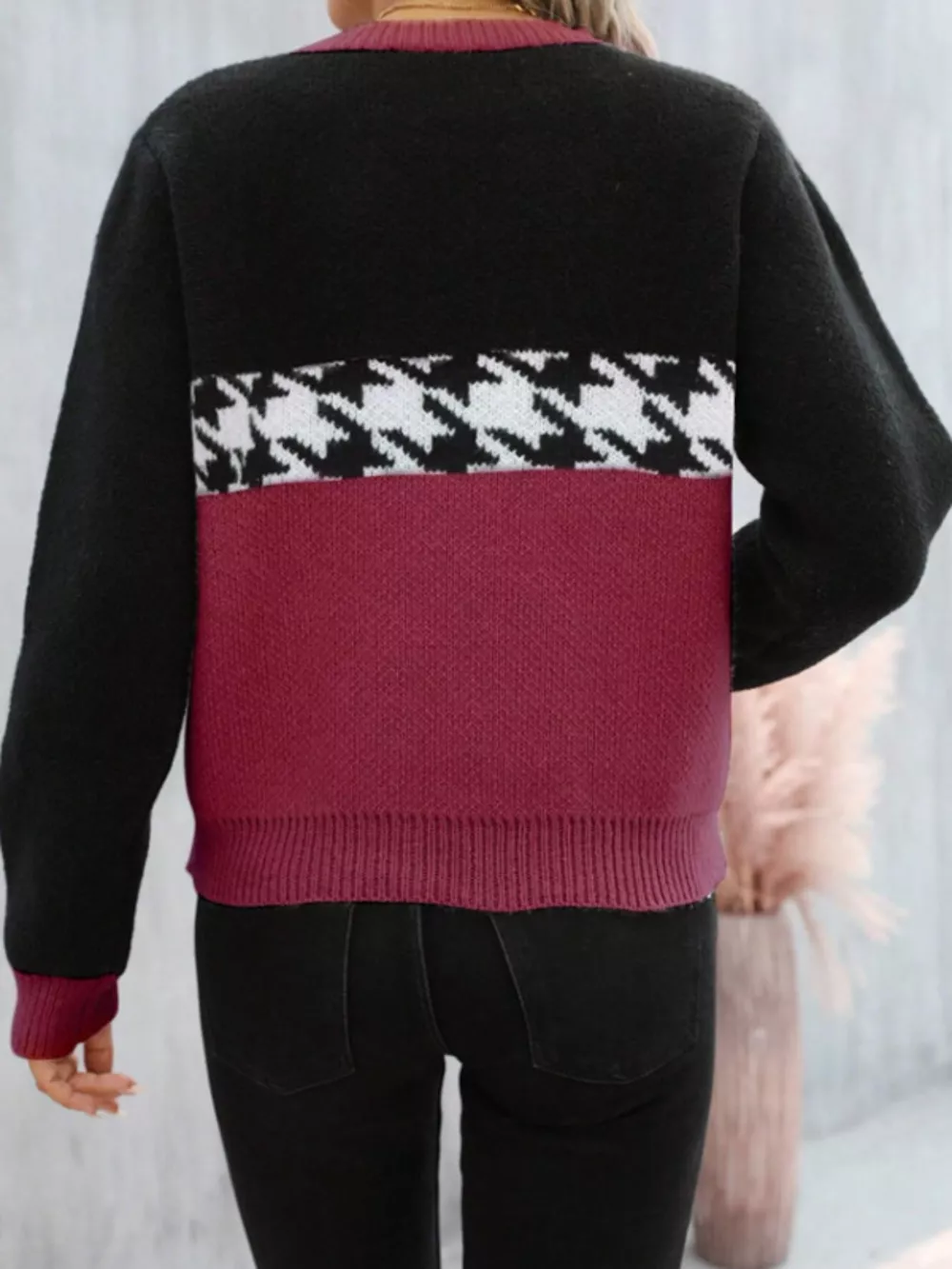 Color Block Houndstooth Sweater, image 10