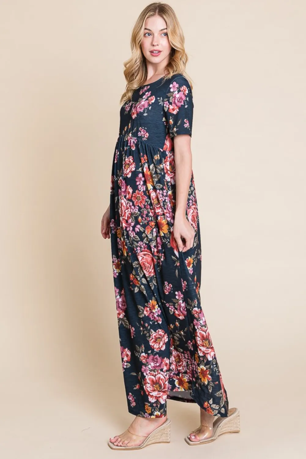 Floral Short Sleeve Maxi Dress, image 3