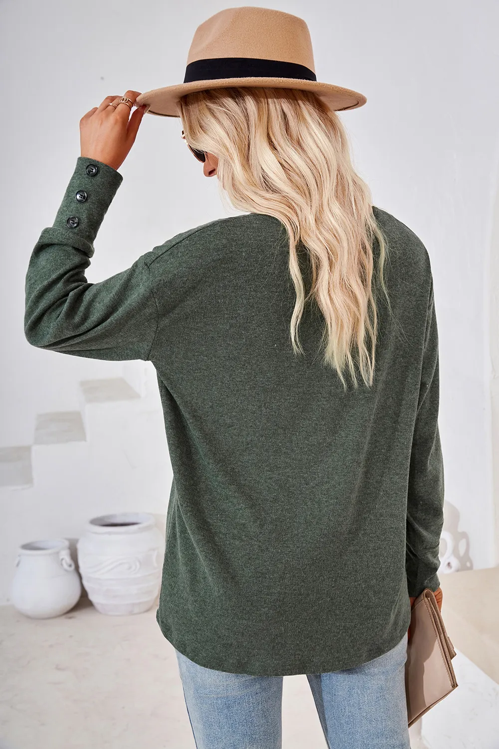 V-Neck Dropped Shoulder T-Shirt, image 20