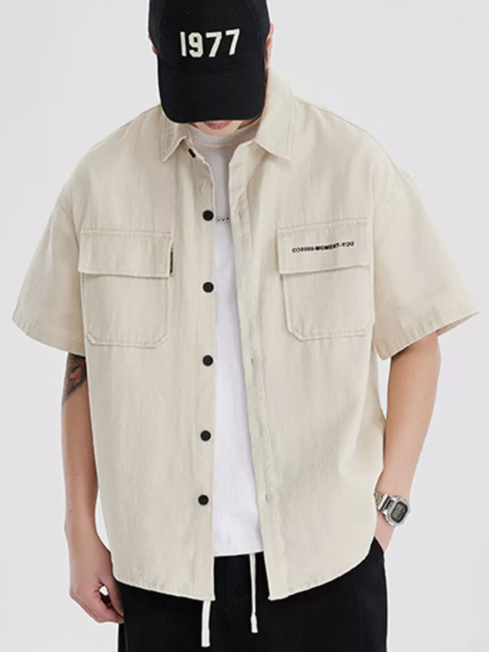 Men's Full Size Button Down Oversized Short Sleeve Shirt Plus Size, image 2
