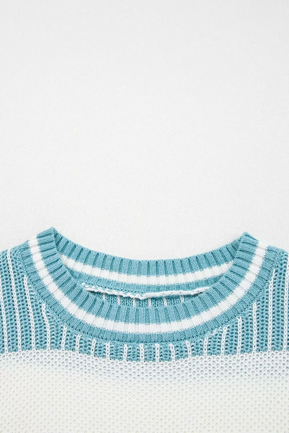 Two Tone Striped Patchwork Drop Shoulder Loose Sweater, image 6