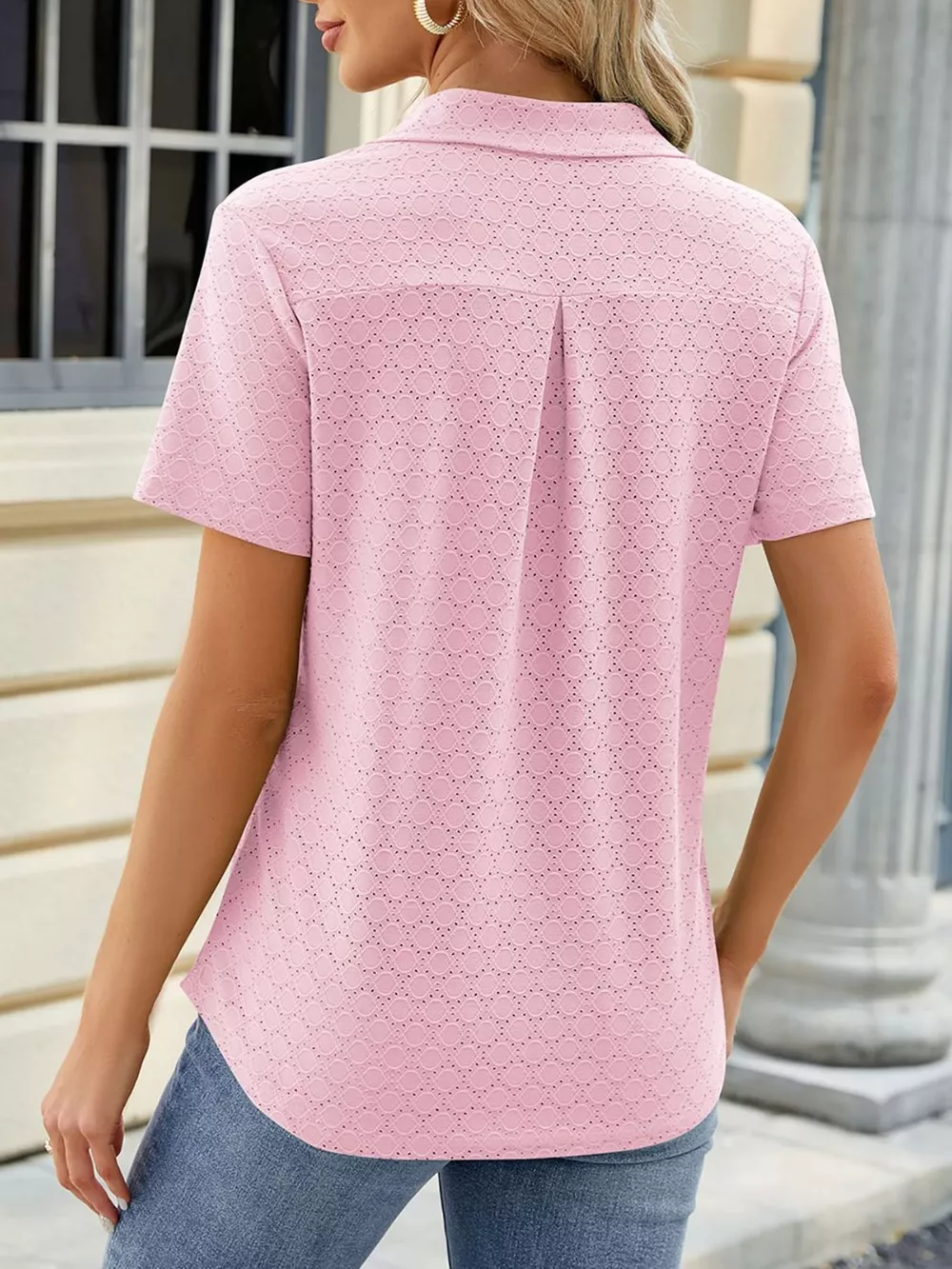 Eyelet Short Sleeve Blouse, image 13