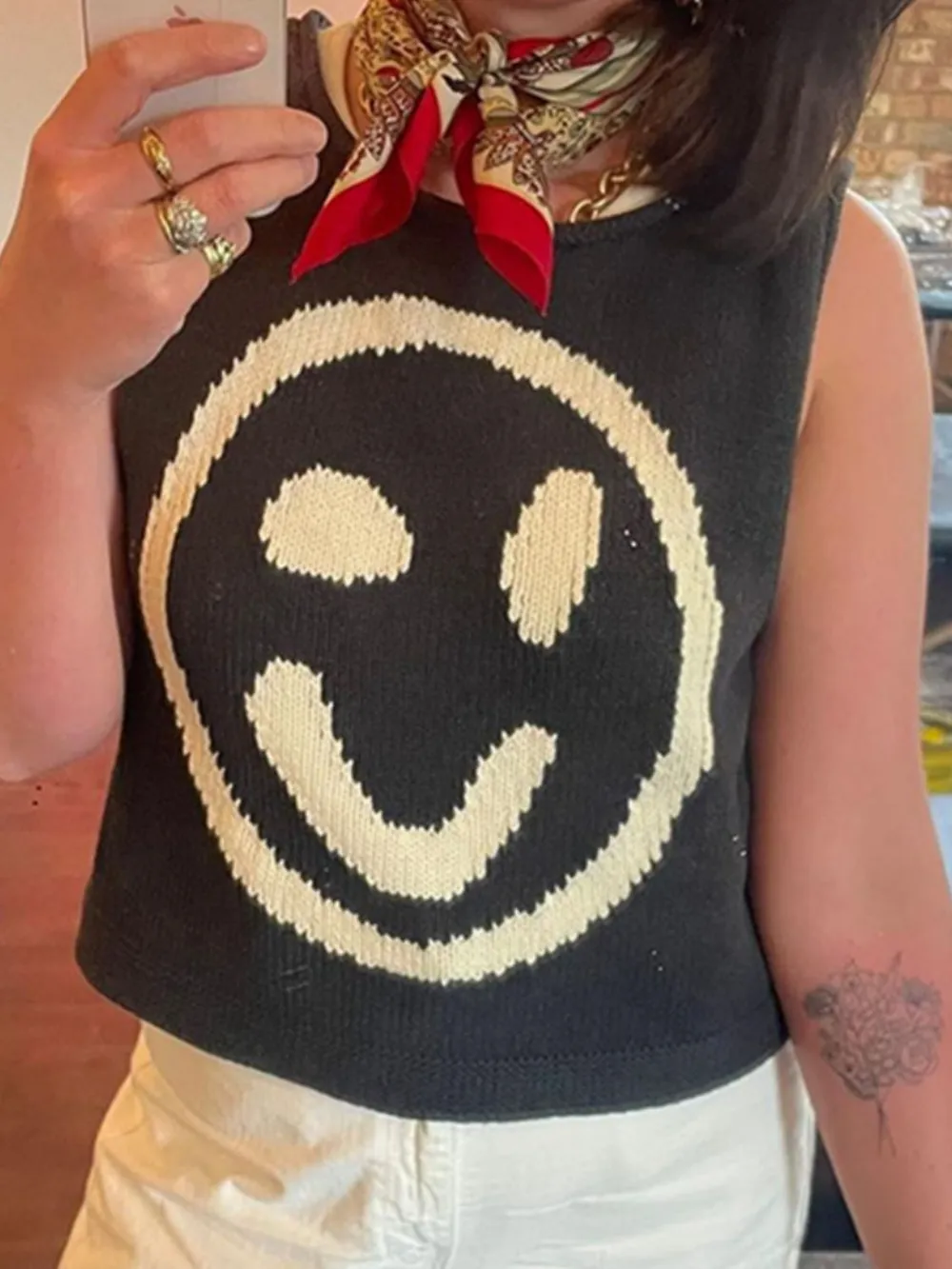 Smiley Round Neck Sweater Vest, image 11