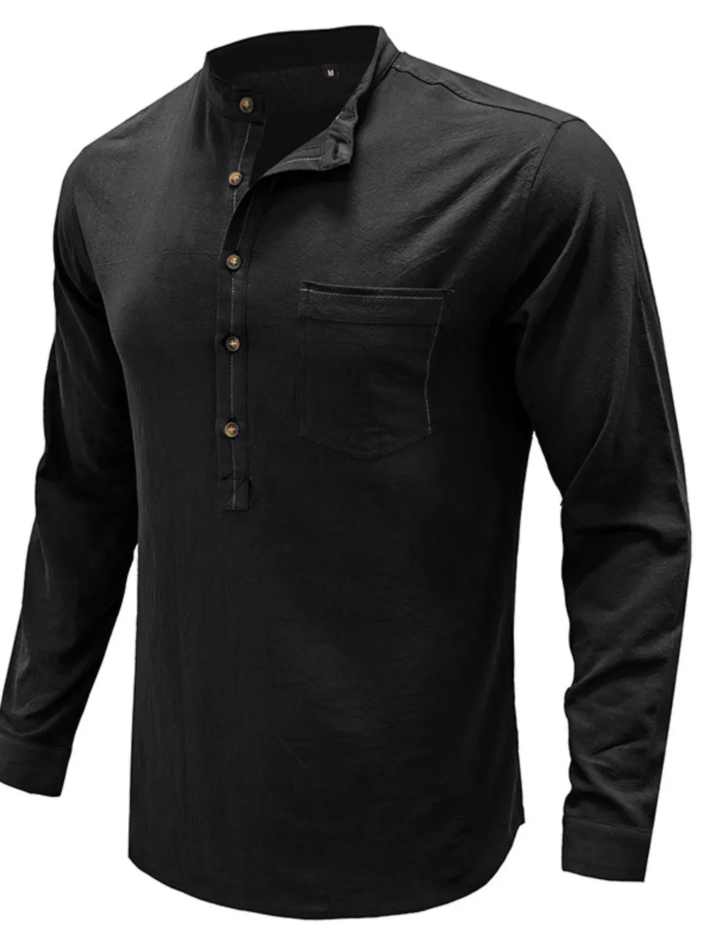 Men's Button Detail Long Sleeve Polo Shirt