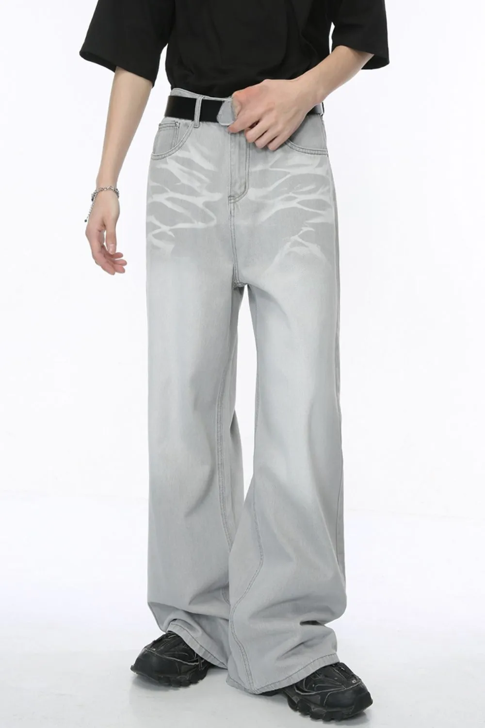 Washed Cat Whisker Straight-Leg Jeans, image 2