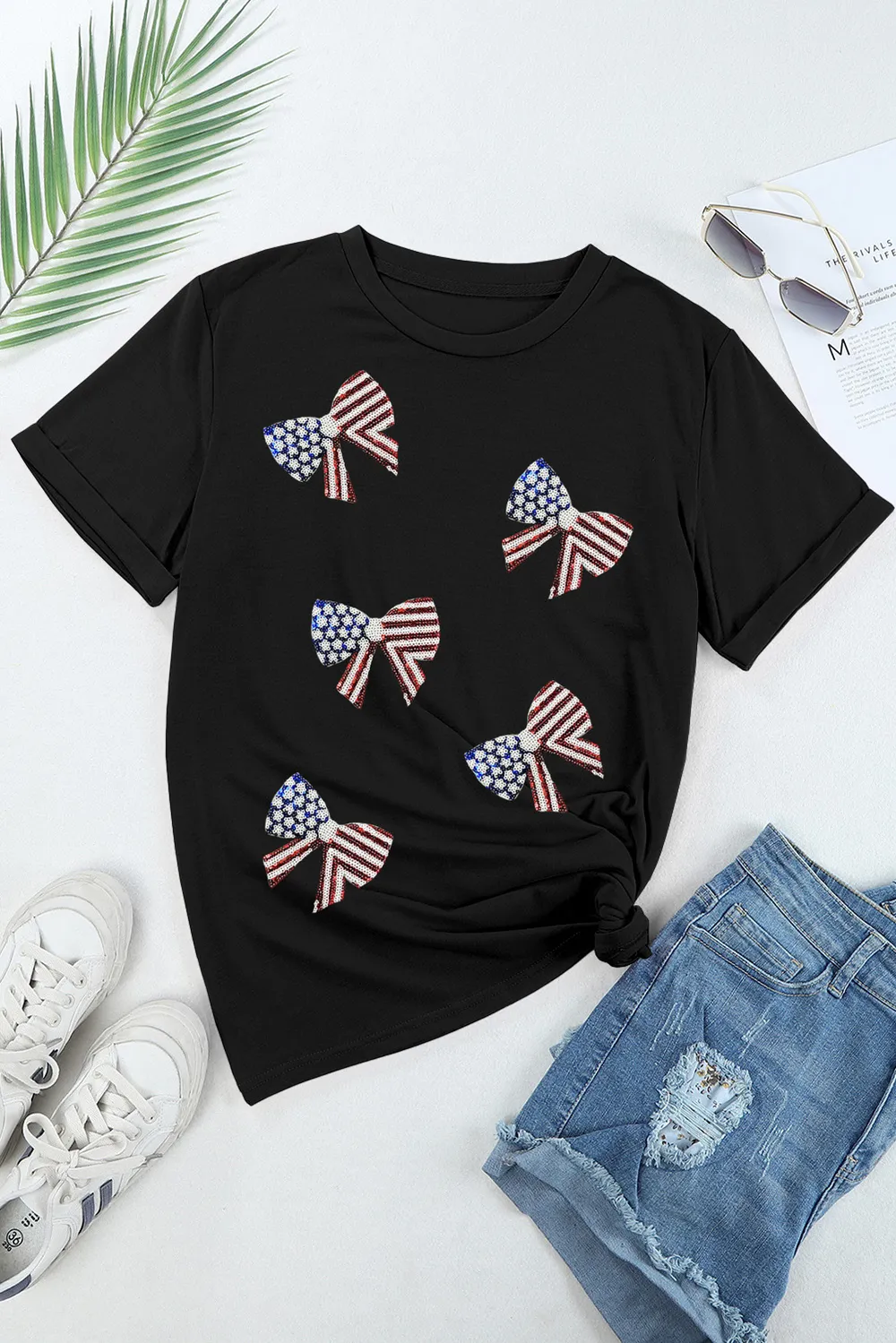 US Flag Round Neck Short Sleeve T-Shirt, image 2