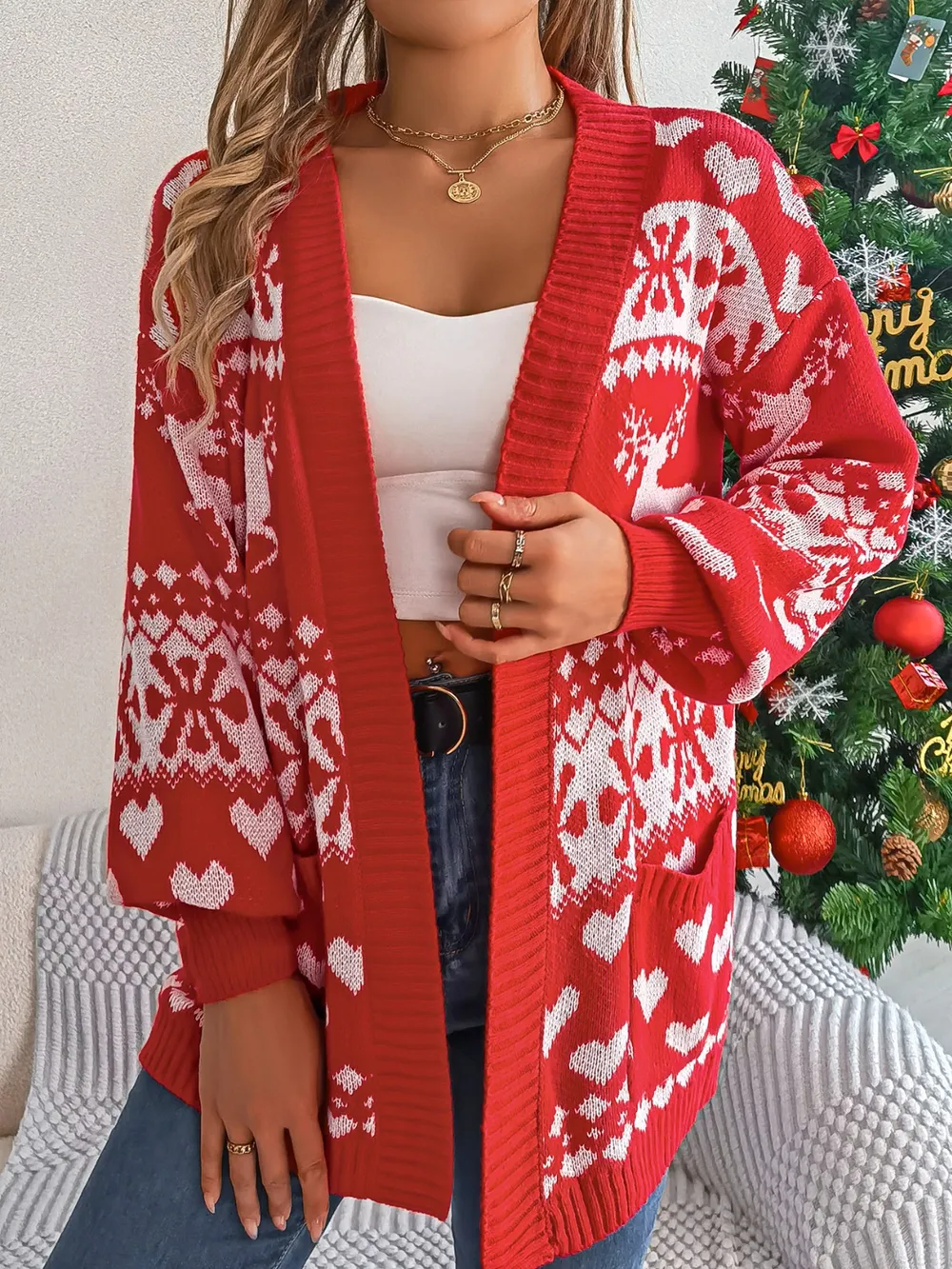 Pocketed Open Front Long Sleeve Cardigan, image 11