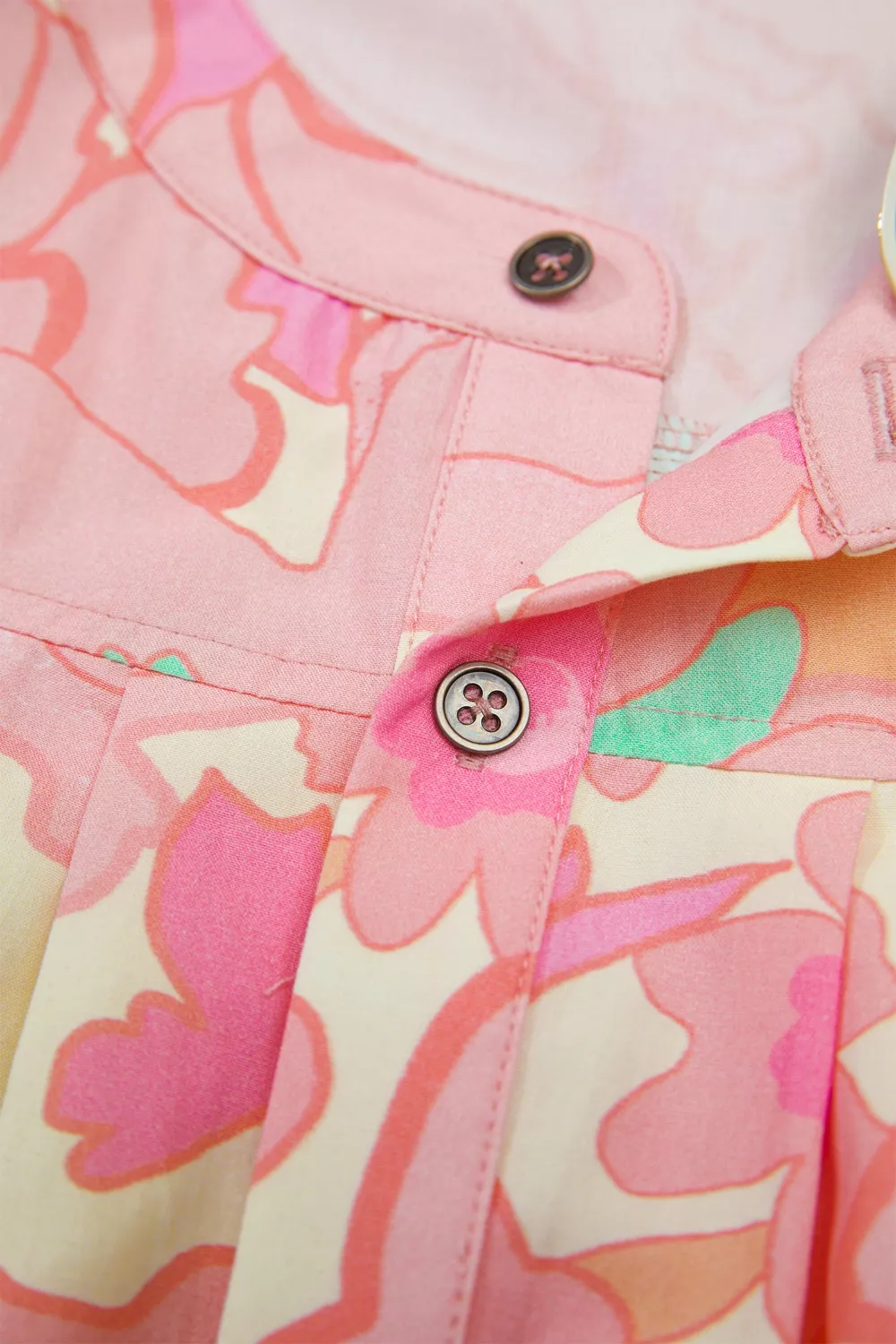 Floral Print Button Down Pintuck Short Sleeve Shirt, image 6