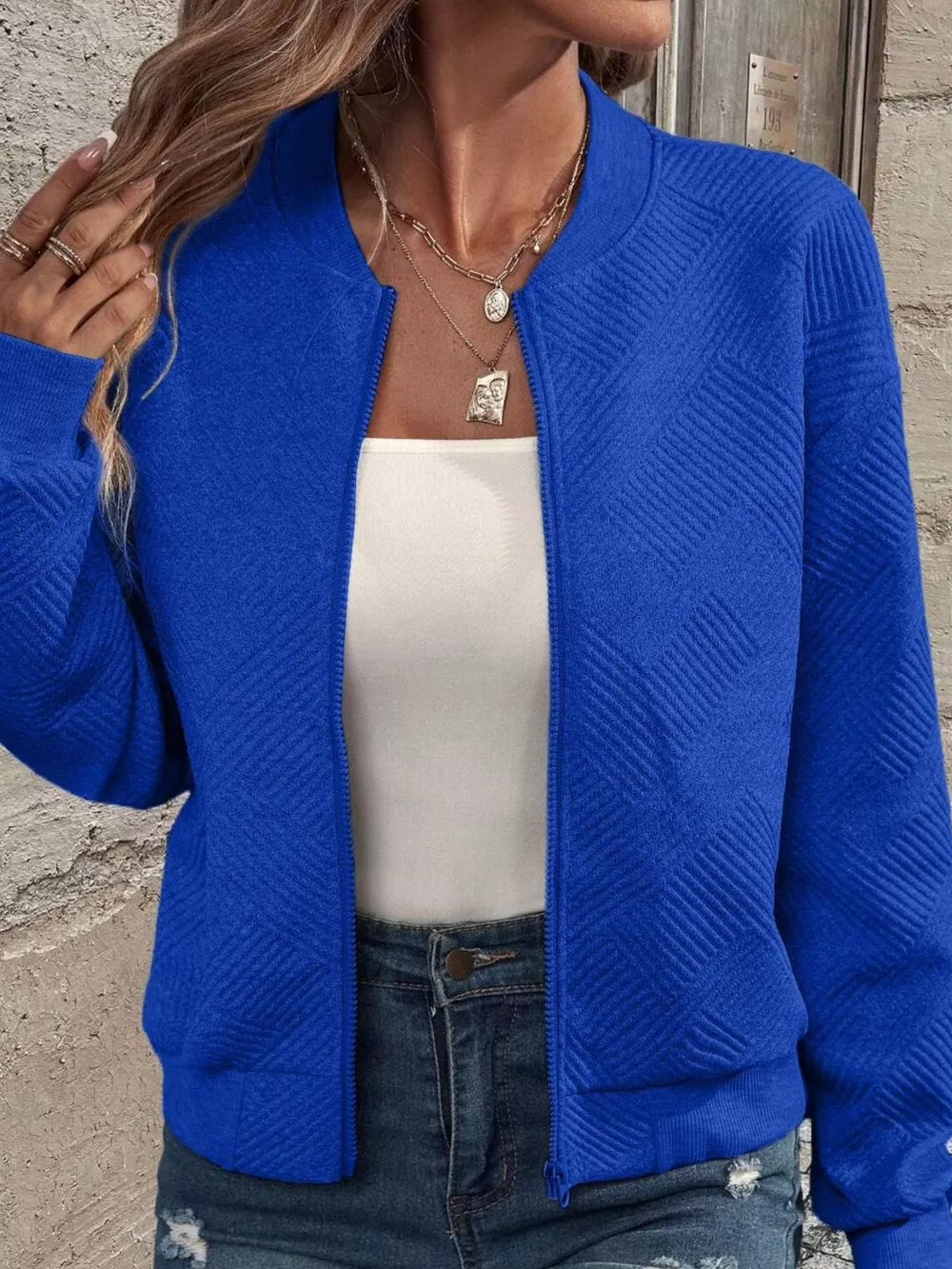 Textured Knit Zip-Up Jacket, image 19
