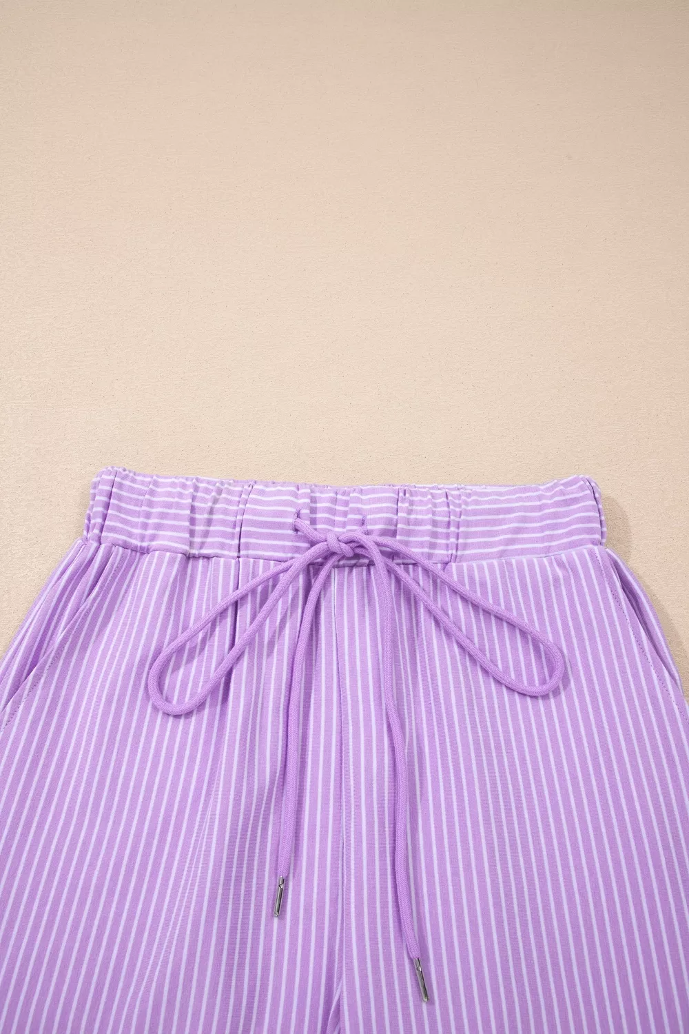 Stripe Dolman Sleeve Polo Shirt and Drawstring Shorts Set, image 9