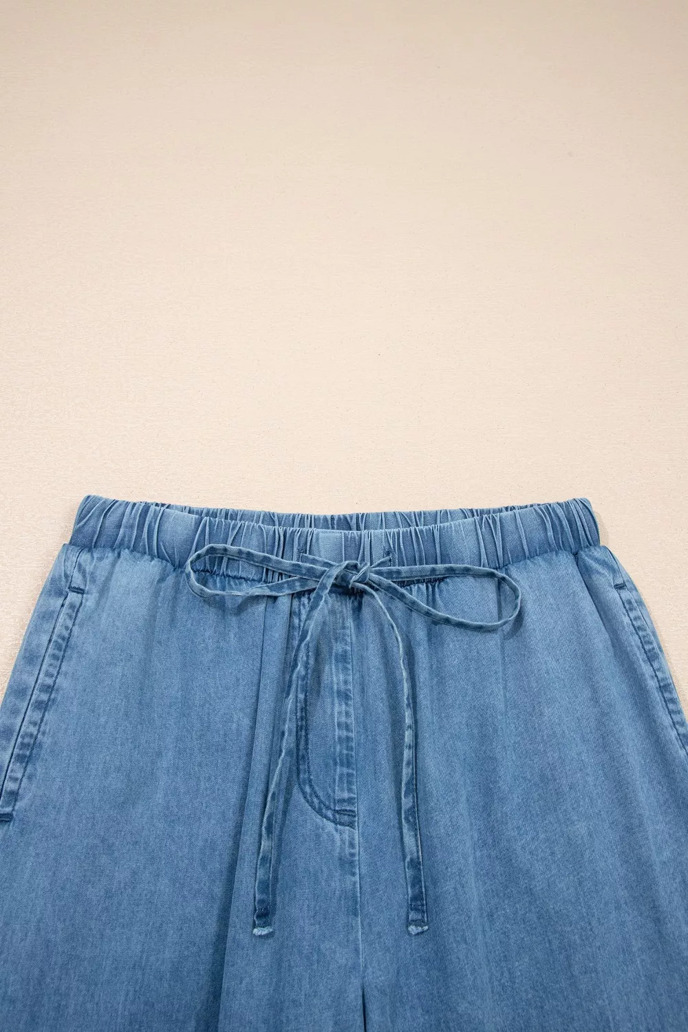 Ruffled Hem Wide Leg Chambray Pants, image 9