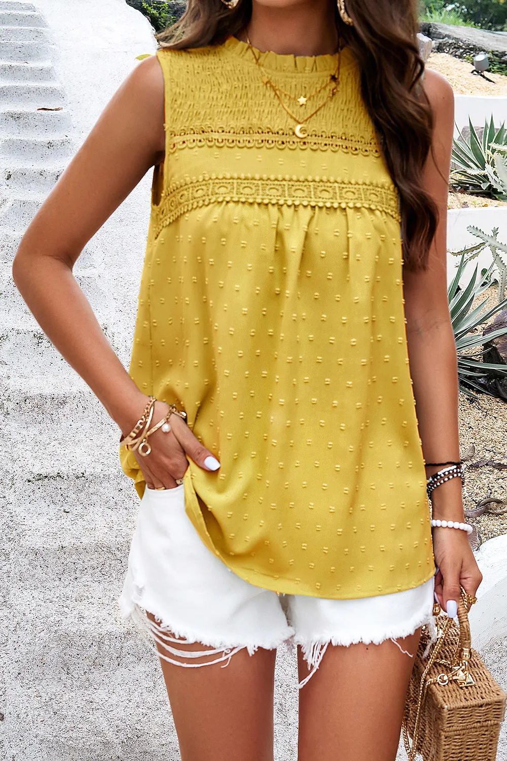 Swiss Dot Round Neck Tank, image 2