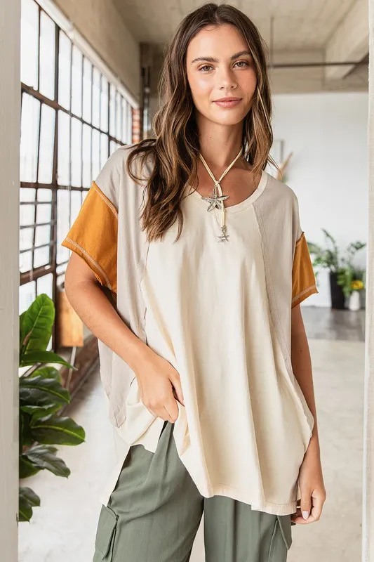 Color Block V-Neck Short Sleeve T-Shirt, image 5