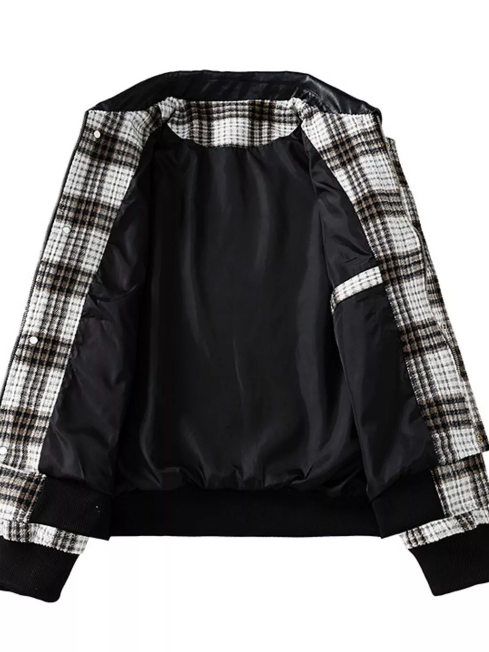 Men's Plus Size Plaid Pattern Snap Down Casual Jacket, image 3