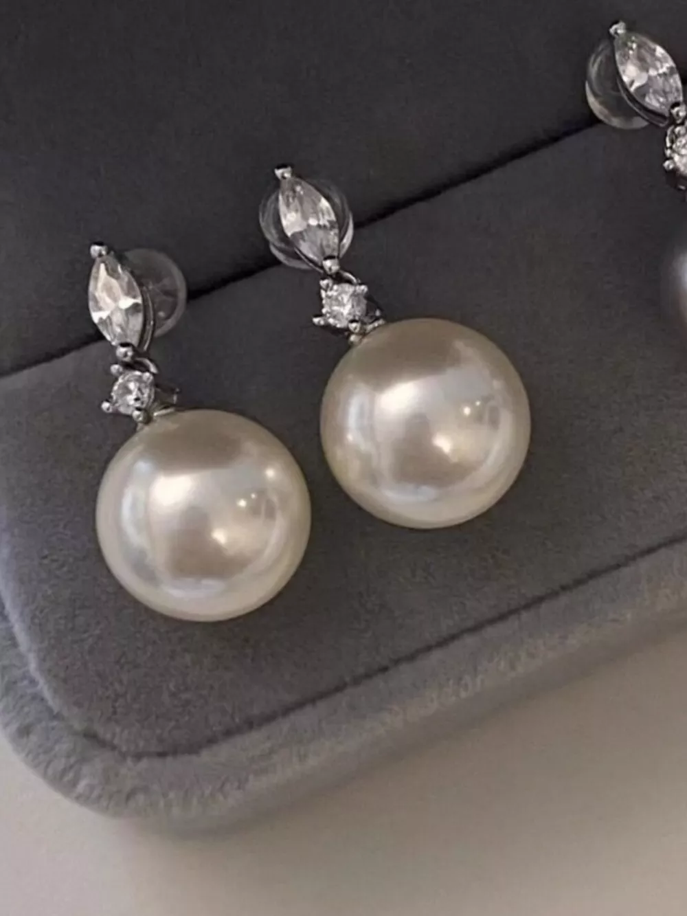 Zircon Pearl Drop Earrings, image 4