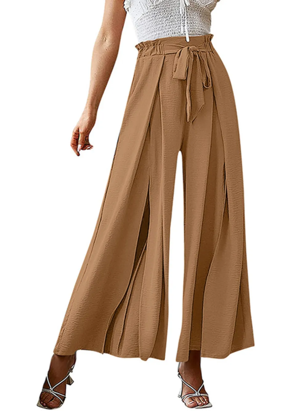 Tied Slit Wide Leg Pants, image 17