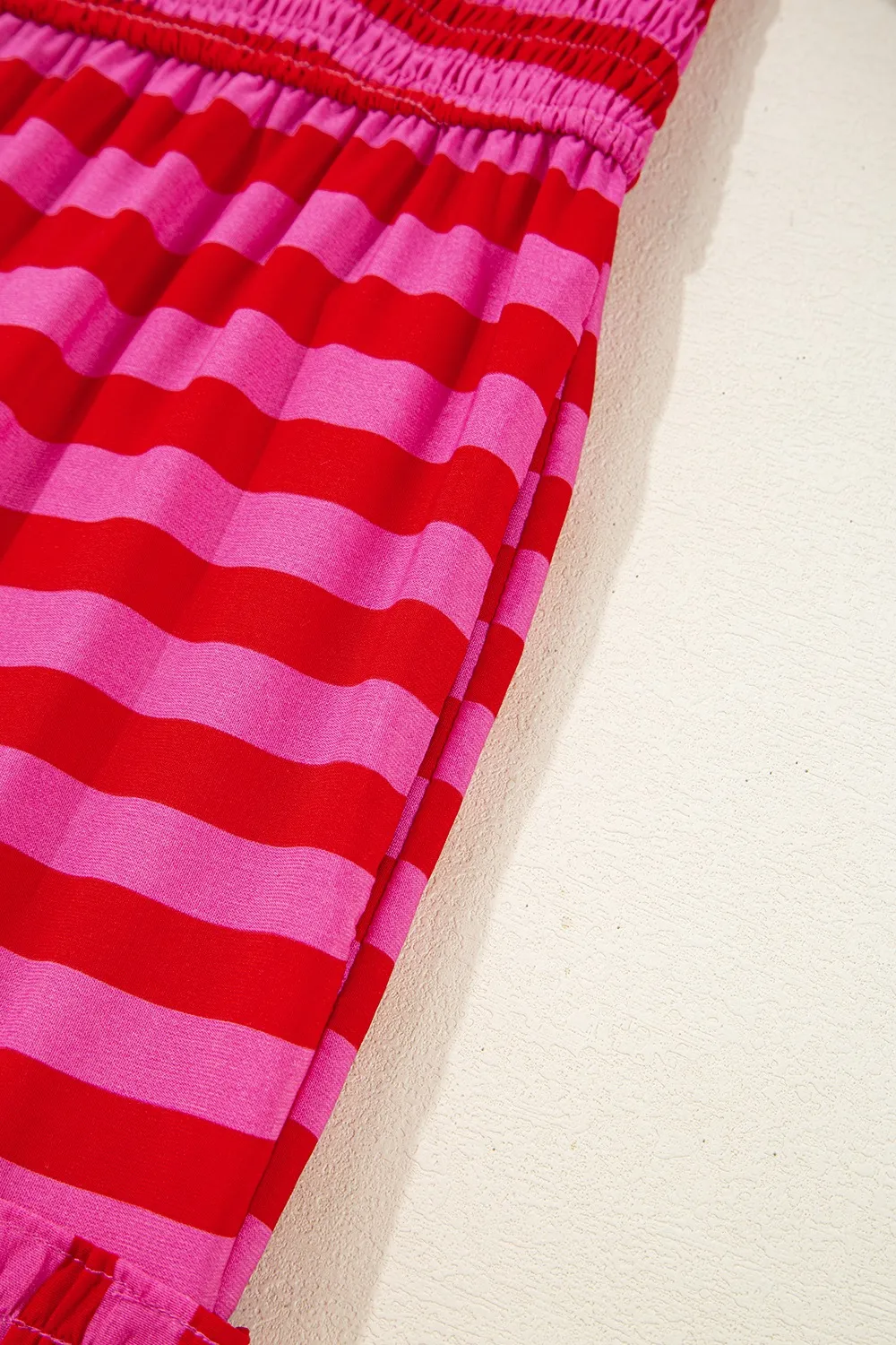 Stripe Flutter Sleeve Smocked Bodice Tiered Maxi Dress, image 7