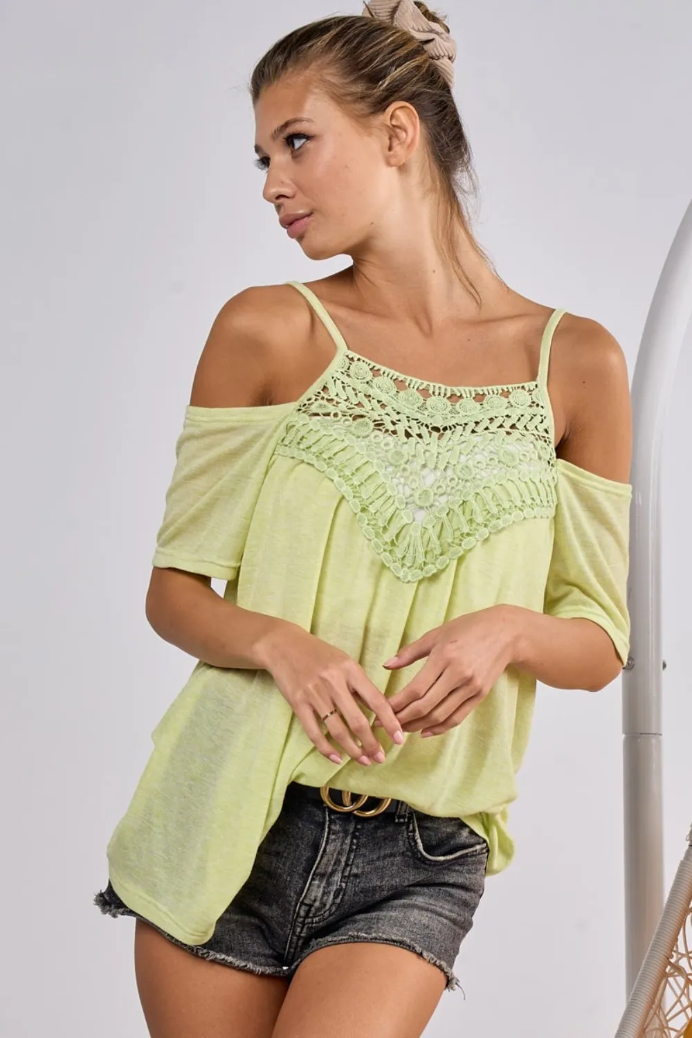 Front Crochet Lace Adjustable Strap Top, image 4
