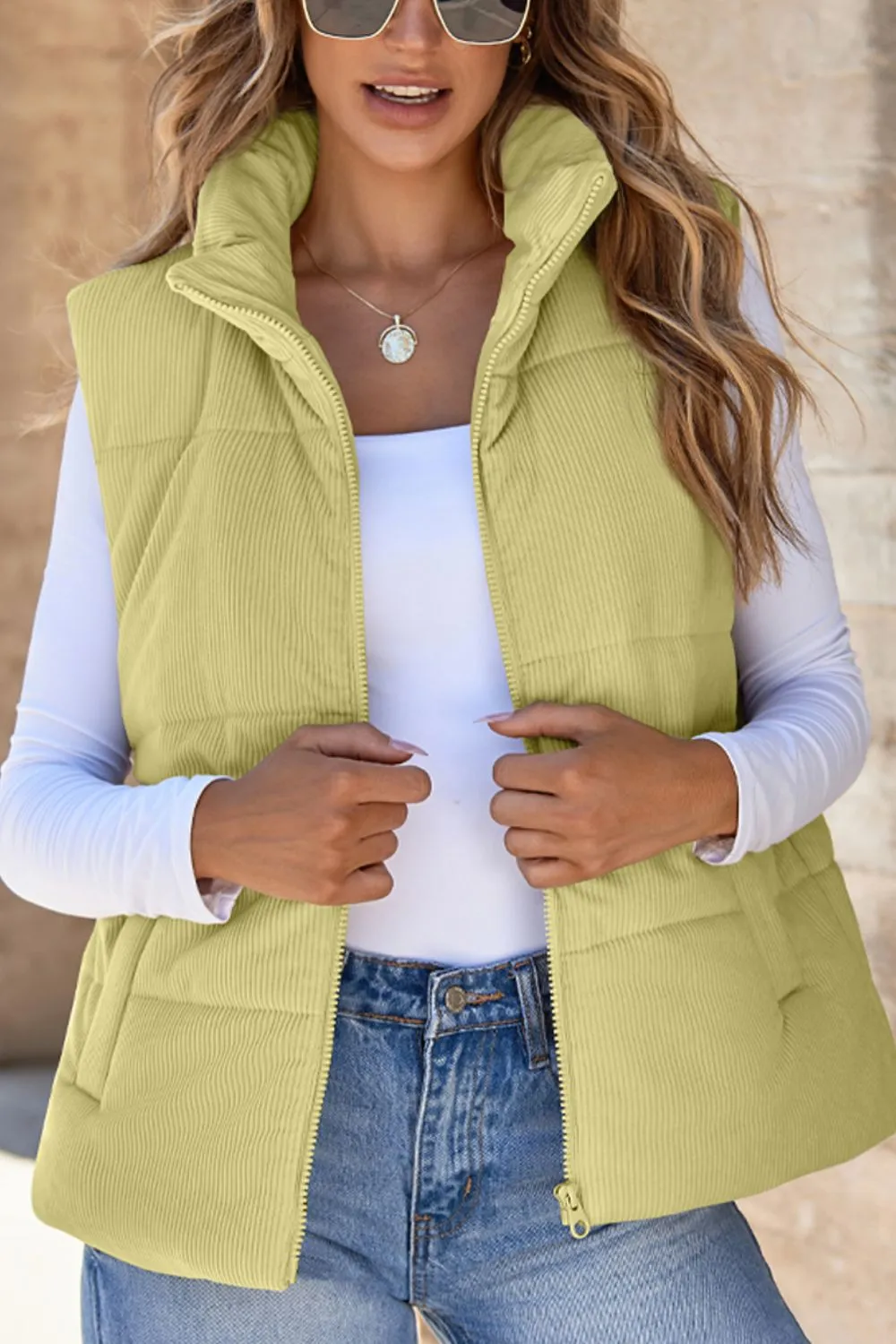 Zip Up Turtleneck Vest Coat, image 12