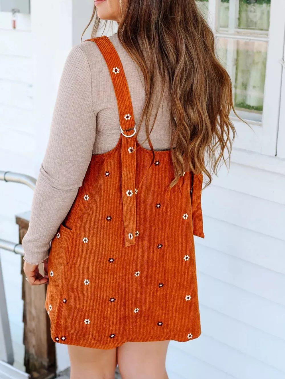 Floral Corduroy Overall Dress, image 2