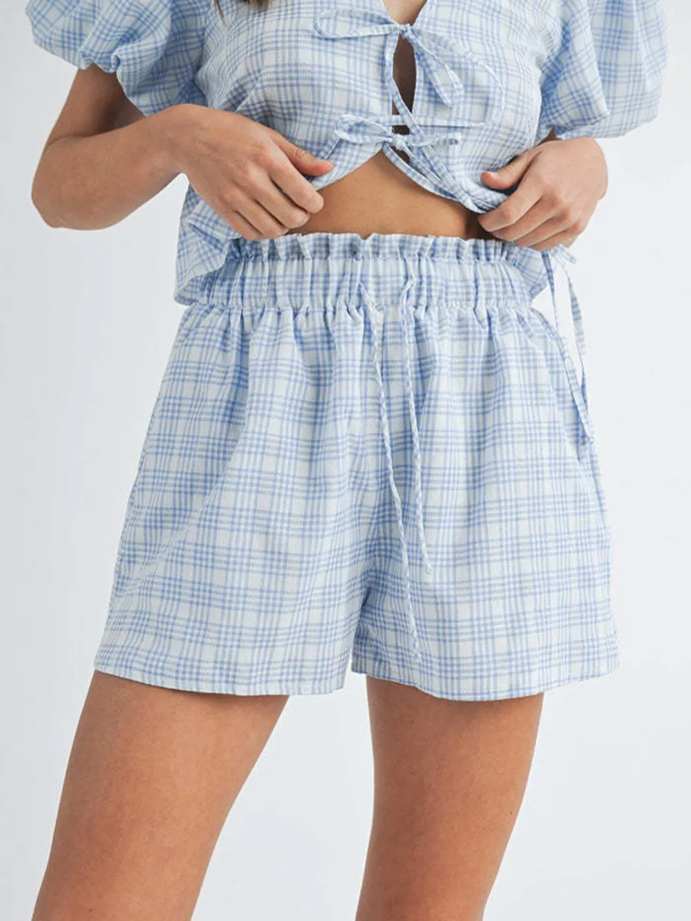 V-Neck Puff Sleeve Top and Shorts Set, image 5