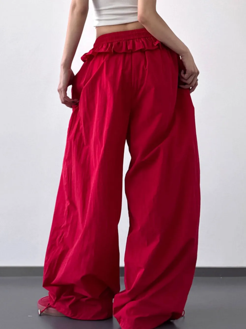 Drawstring Wide Leg Pants, image 9