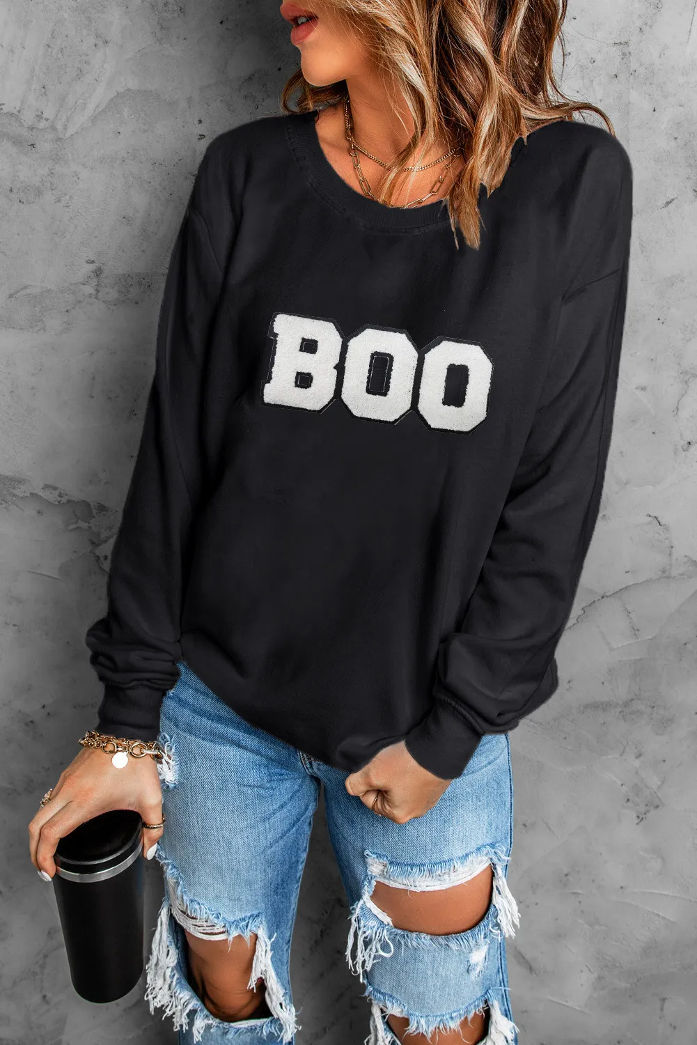 BOO Round Neck Long Sleeve Sweatshirt, image 4