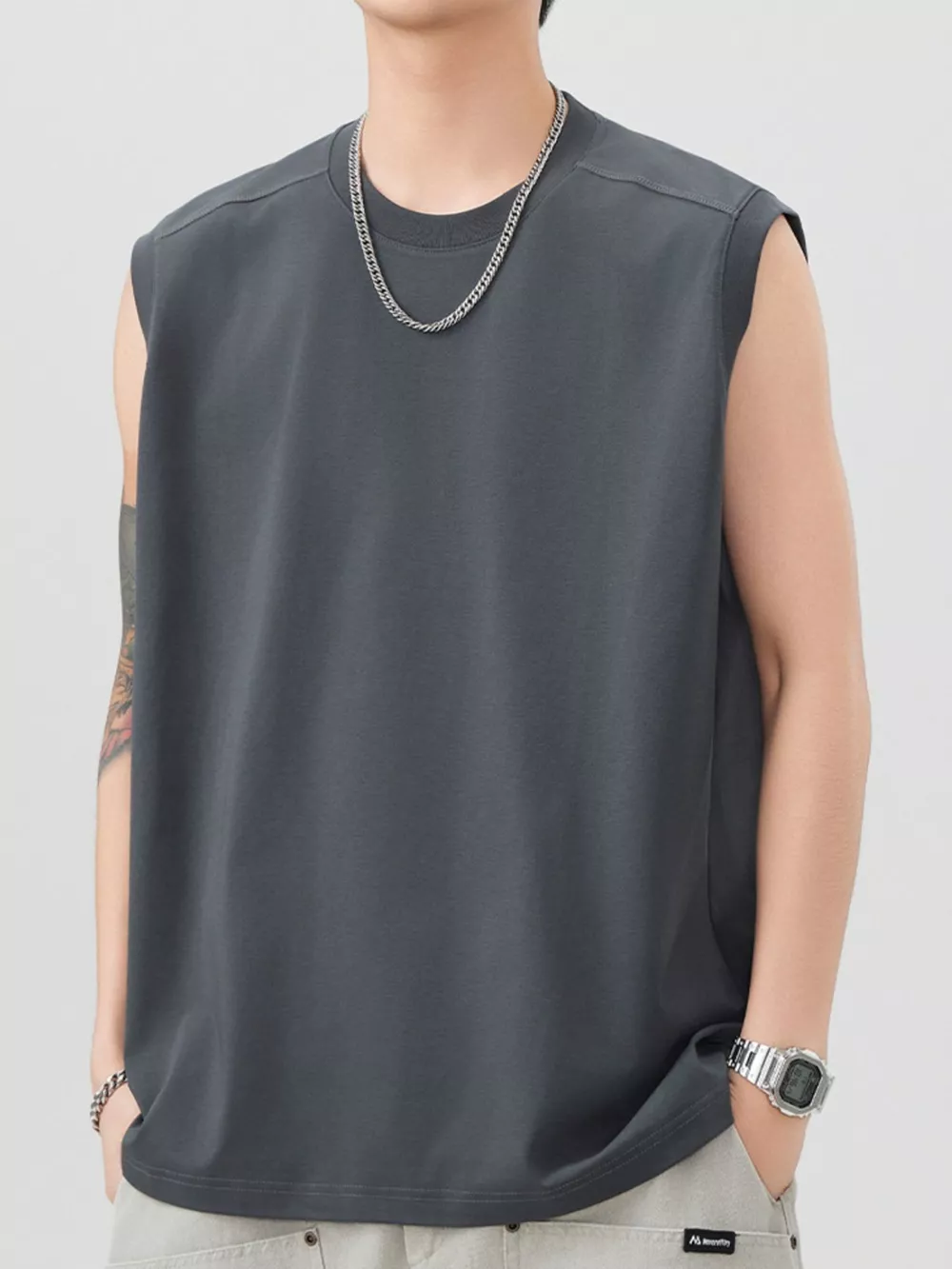 Men's Plus Size Round Neck Tank, image 7